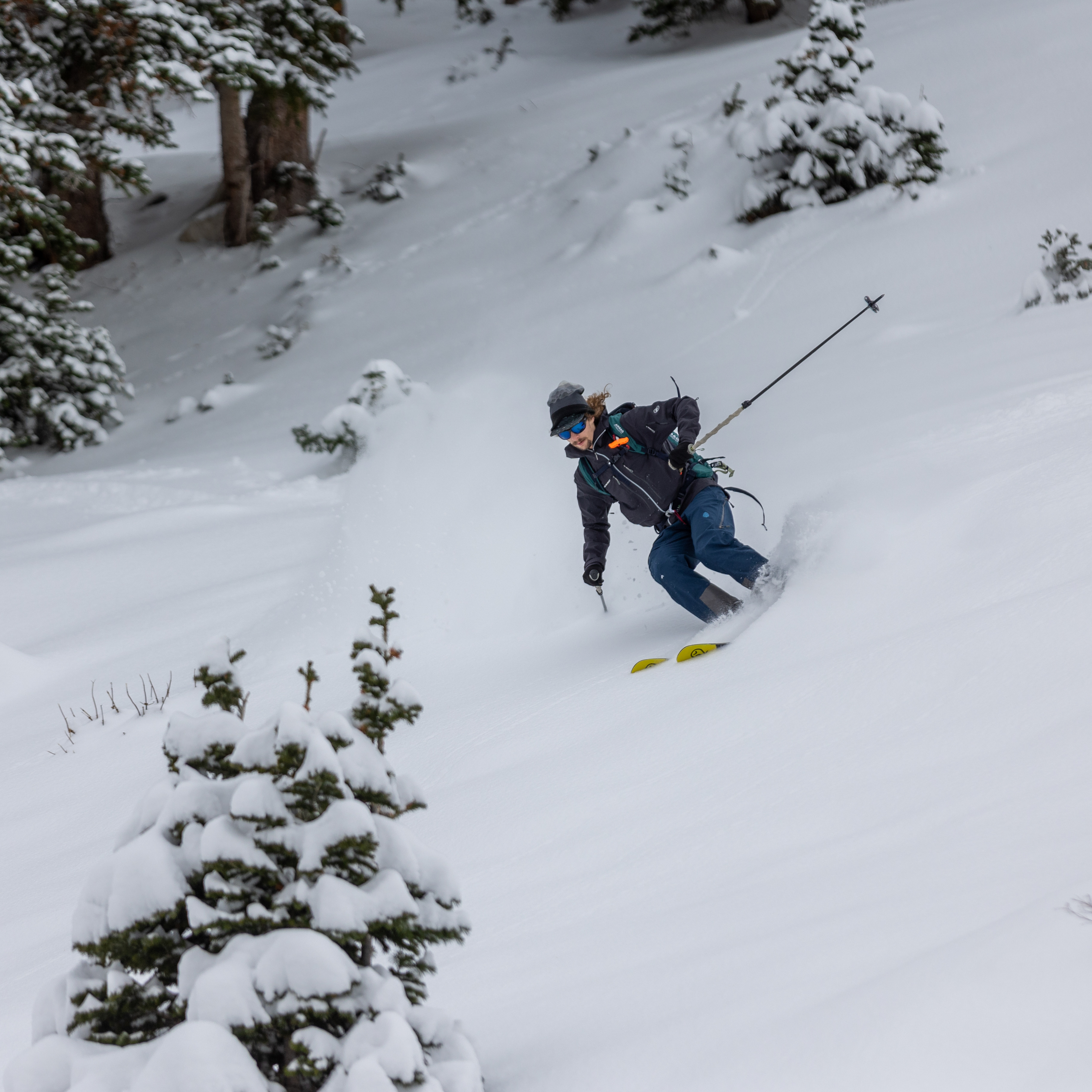 Sean P. skis down Solitude Mountain Resort in Salt Lake County on Friday.
