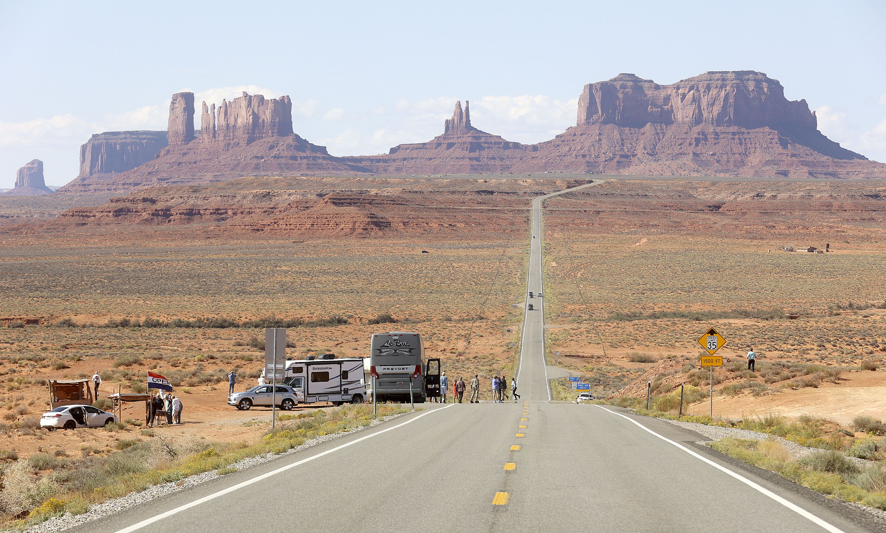 Tourists stop to take photos in Oljato-Monument Valley, San Juan County, on Oct. 1, 2021.