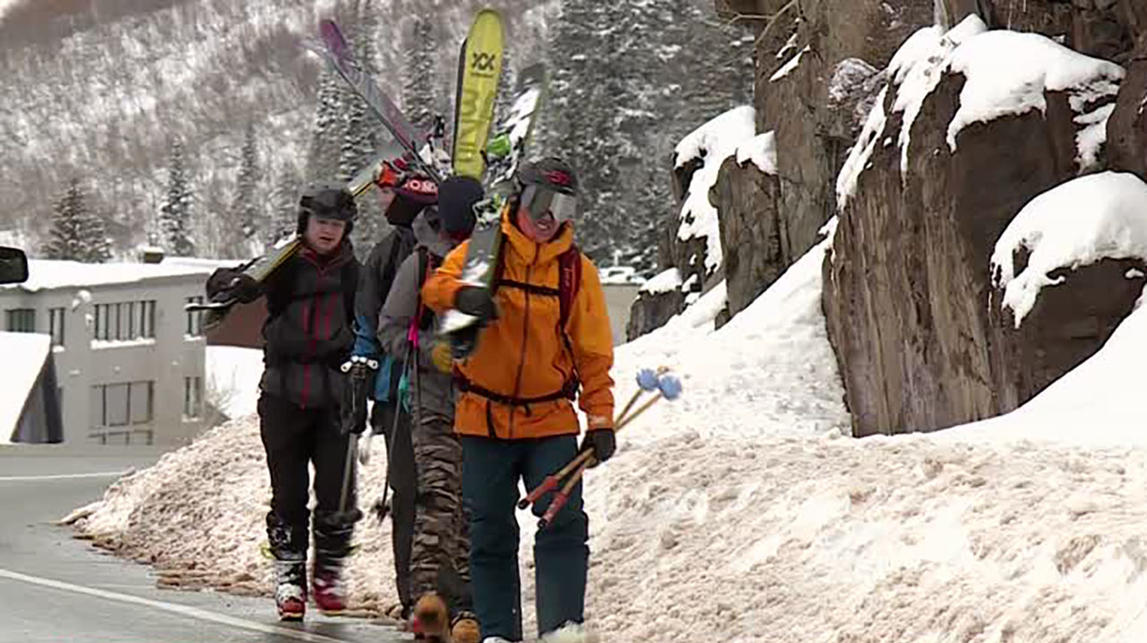 Outdoor adventurers are seen in Little Cottonwood Canyon Sunday. Avalanche danger may increase this week, forecasters say.
