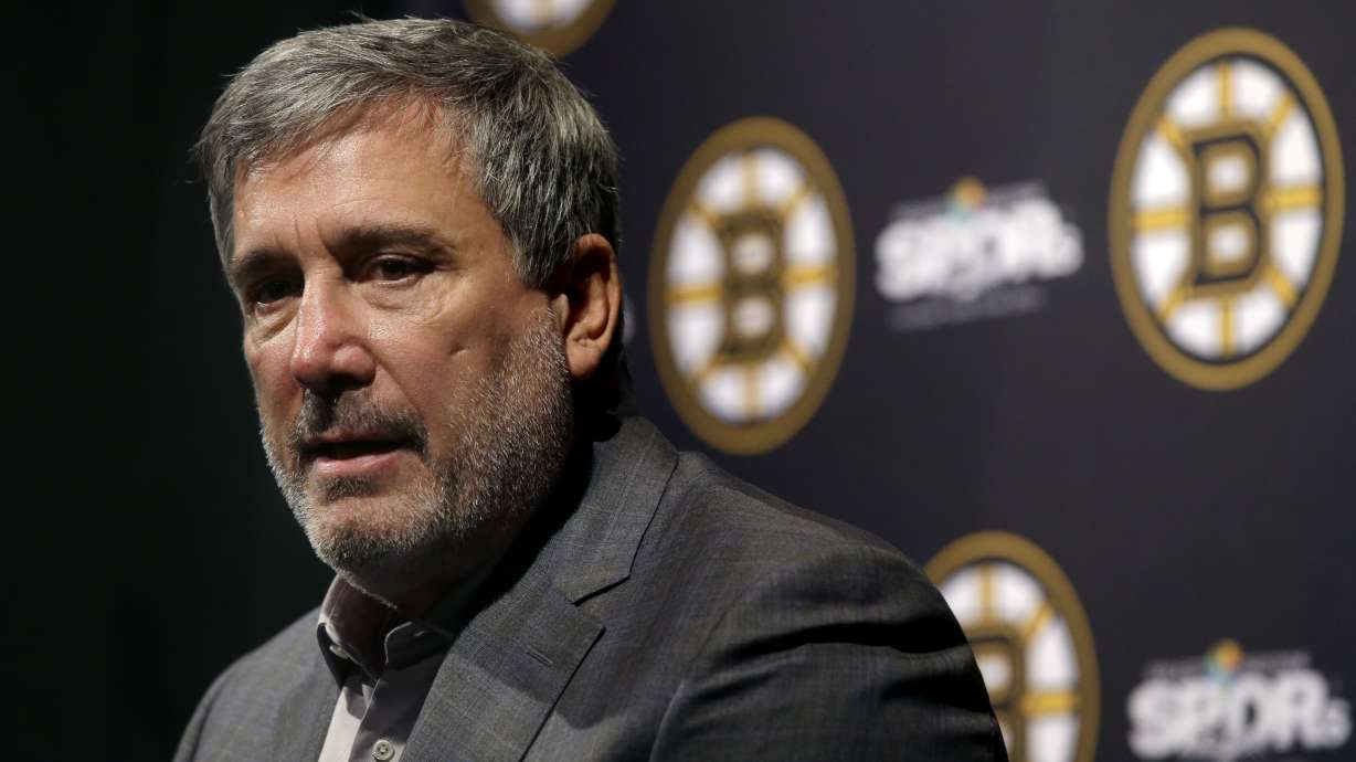 FILE - Boston Bruins President Cam Neely speaks to reporters during the hockey teams end-of-season news conference, Tuesday, June 18, 2019, in Boston. Neely said Monday, Nov. 7, 2022, the team “dropped the ball" with its internal vetting of Mitchell Miller, ultimately leading to the decision to rescind its contract offer to the defenseman.