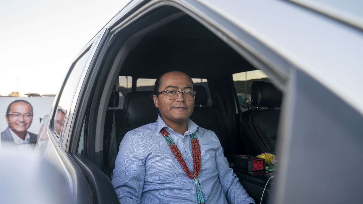 Buu Nygren, candidate for president of the Navajo Nation, waits to head to Twin Lakes after making an appearance at the Tohatchi Chapter House in Tohatchi, N.M., Tuesday. Unofficial results from the tribe's election office show Nygren defeated Navajo President Jonathan Nez in the nonpartisan race Tuesday.