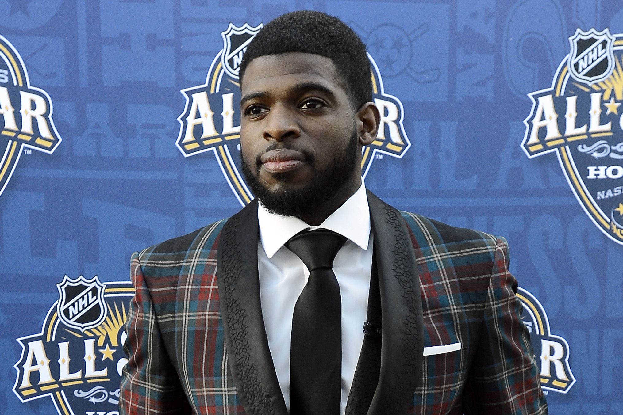 FILE - Montreal Canadiens defenseman P. K. Subban arrives at the NHL hockey All-Star game skills competition on Jan. 30, 2016, in Nashville, Tenn. Subban has become a full-time member of ESPN’s hockey team. Subban, who retired in September, has signed a three-year agreement with ESPN. 