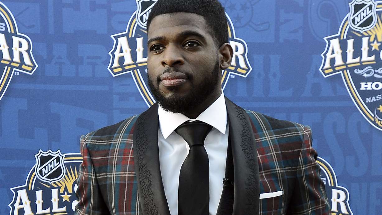FILE - Montreal Canadiens defenseman P. K. Subban arrives at the NHL hockey All-Star game skills competition on Jan. 30, 2016, in Nashville, Tenn. Subban has become a full-time member of ESPN’s hockey team. Subban, who retired in September, has signed a three-year agreement with ESPN.