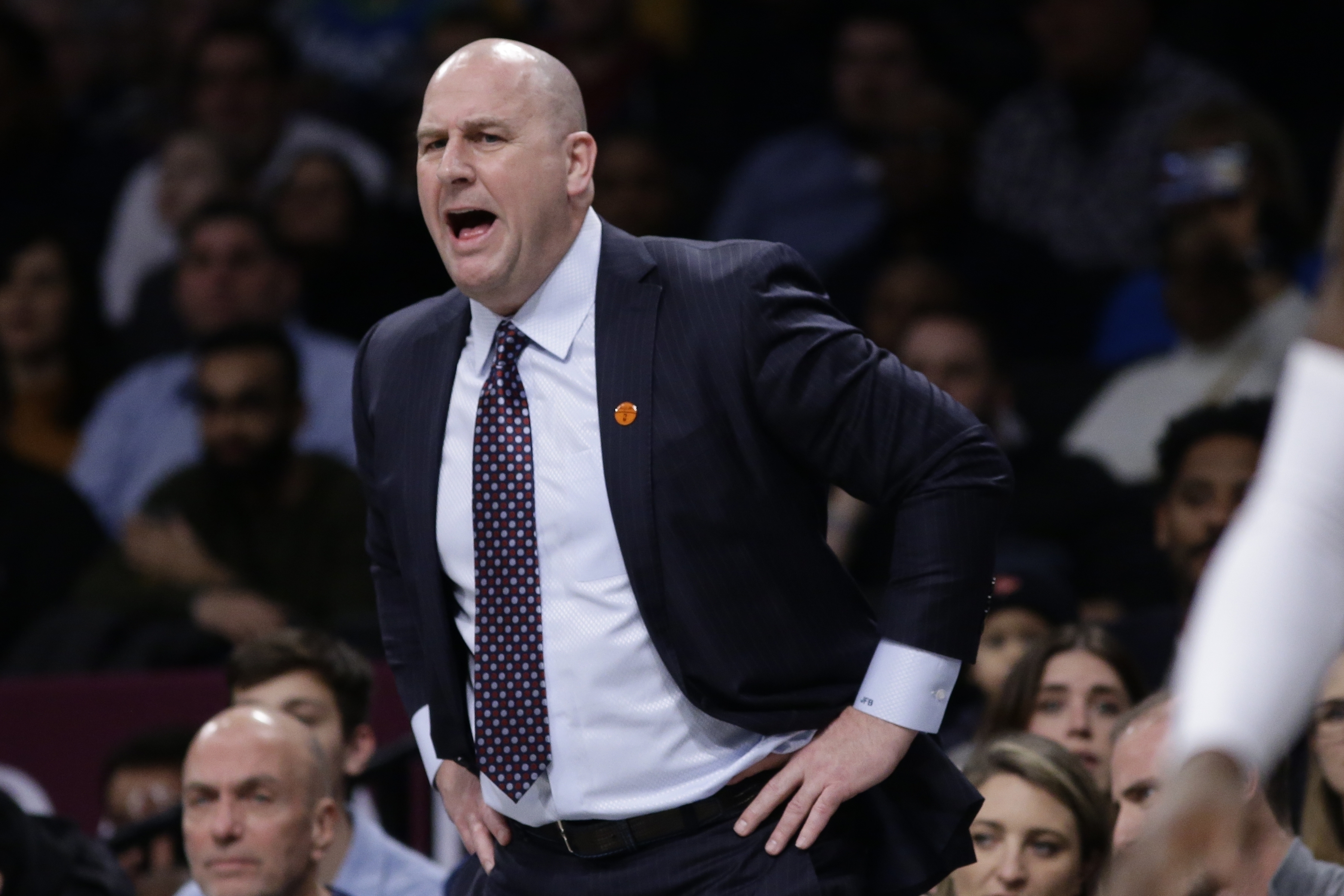 FILE - Chicago Bulls head coach Jim Boylen calls out to his team during the first half of an NBA basketball game against the Brooklyn Nets on Jan. 31, 2020, in New York. Boylen and USA Basketball can clinch a spot in the 2023 World Cup by beating Brazil in a qualifying game on Friday, Nov. 11, 2022, in Washington.
