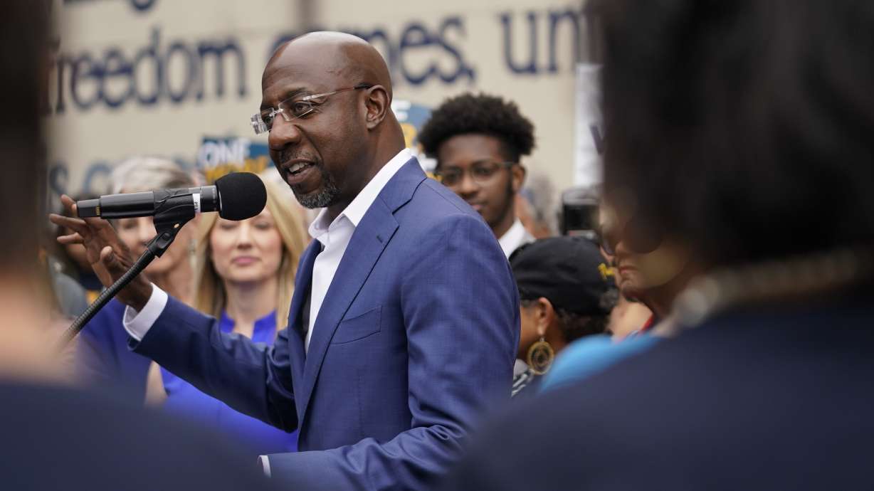 Democratic nominee for U.S. Senate Sen. Raphael Warnock speaks during a news conference Thursday in Atlanta. Warnock is running against Republican Herschel Walker in a runoff election.