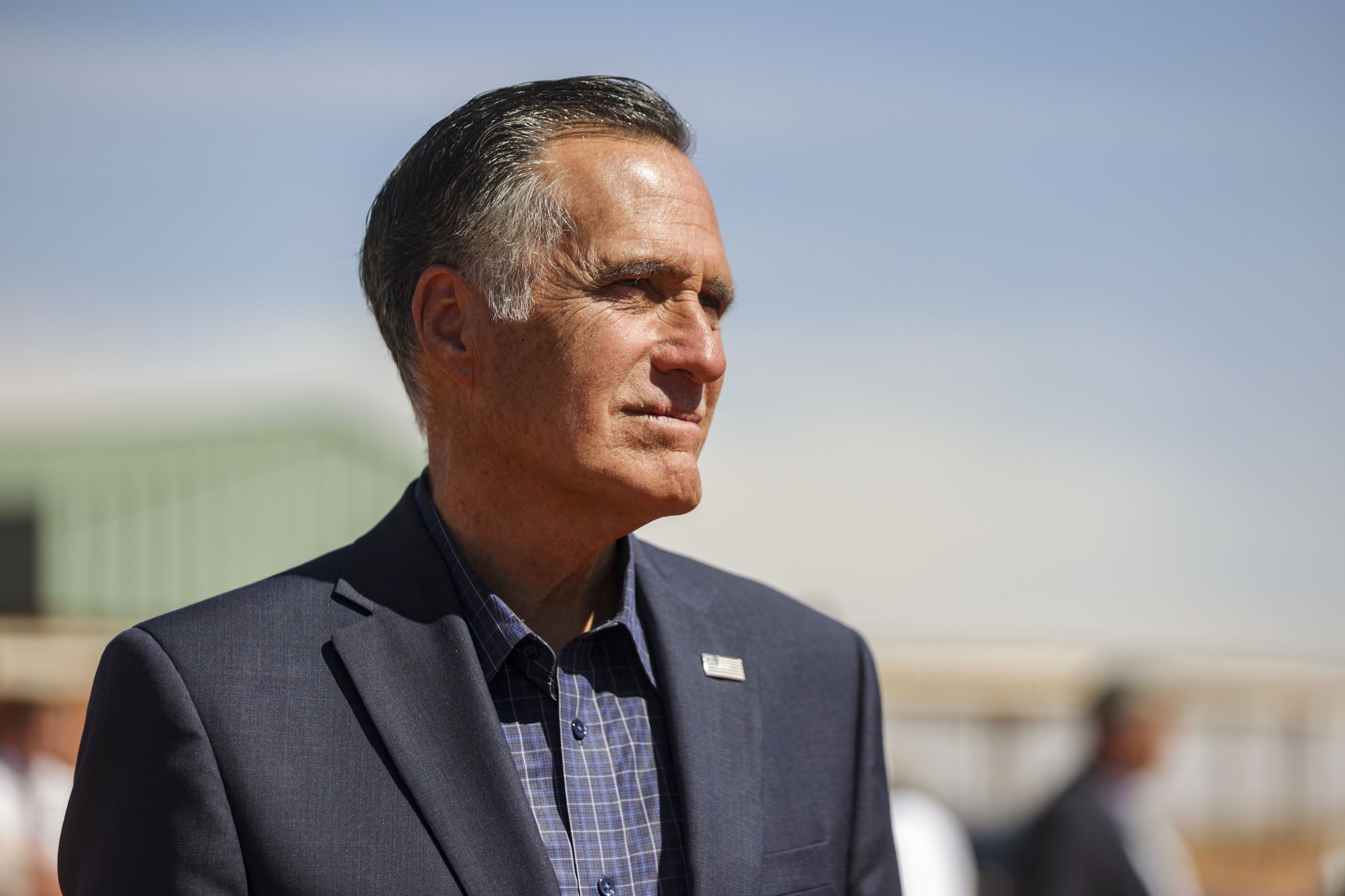 Sen. Mitt Romney, R-Utah, is interviewed at the Navajo Welcome Center in Oljato-Monument Valley, San Juan County, on May 27. Romney condemned baseless claims of election fraud as "stupidly self-defeating and despicable" on the heels of Tuesday's midterm that left control of Congress undetermined.