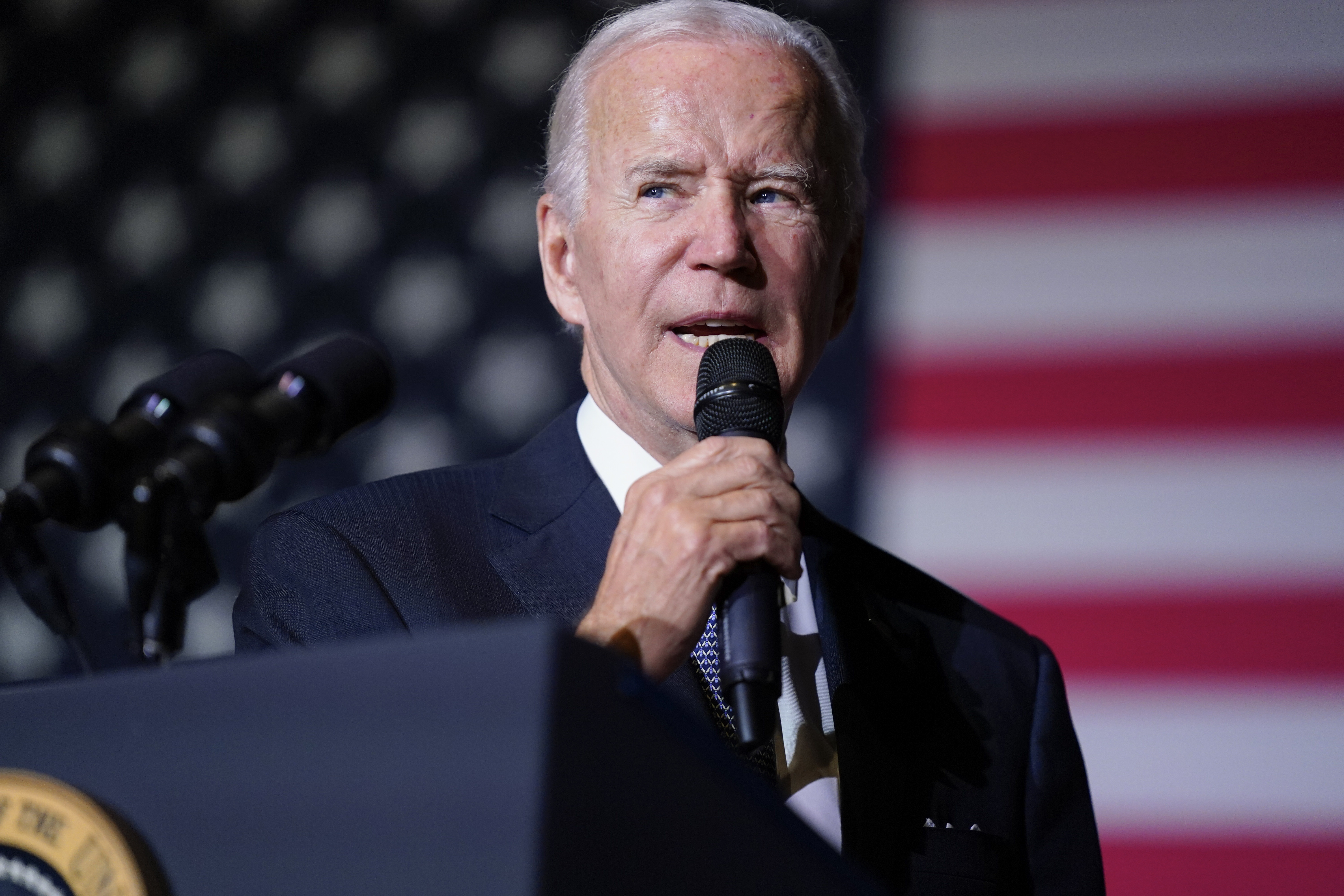 President Joe Biden speaks about student loan debt relief at Delaware State University, Oct. 21 in Dover, Del. A U.S. judge in Texas on Thursday blocked Biden's plan to provide millions of borrowers with up to $20,000 apiece in federal student-loan forgiveness.