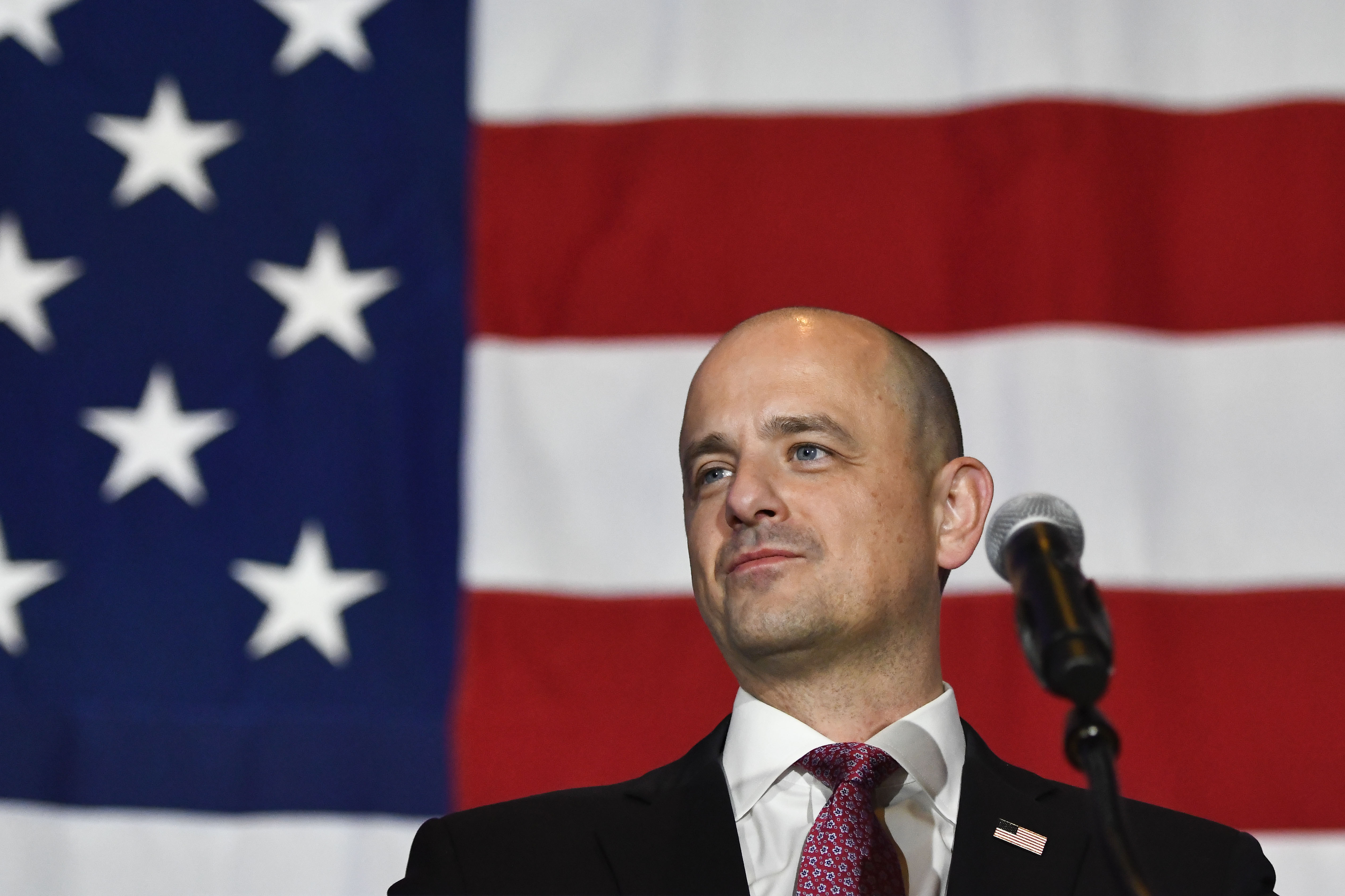 Independent Evan McMullin speaks to supporters during an election-night event on Tuesday, in Taylorsville. McMullin sought to unseat incumbent U.S. Sen. Mike Lee, a Republican, in the Tuesday election.