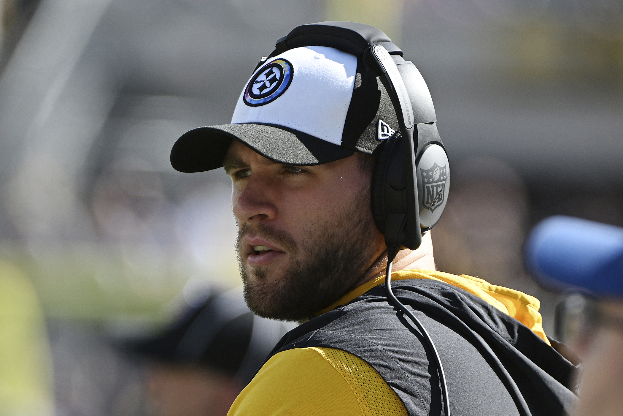 Pittsburgh Steelers linebacker T.J. Watt stands on the sideline during the first half of an NFL football game against the Tampa Bay Buccaneers in Pittsburgh, Sunday, Oct. 16, 2022. 
