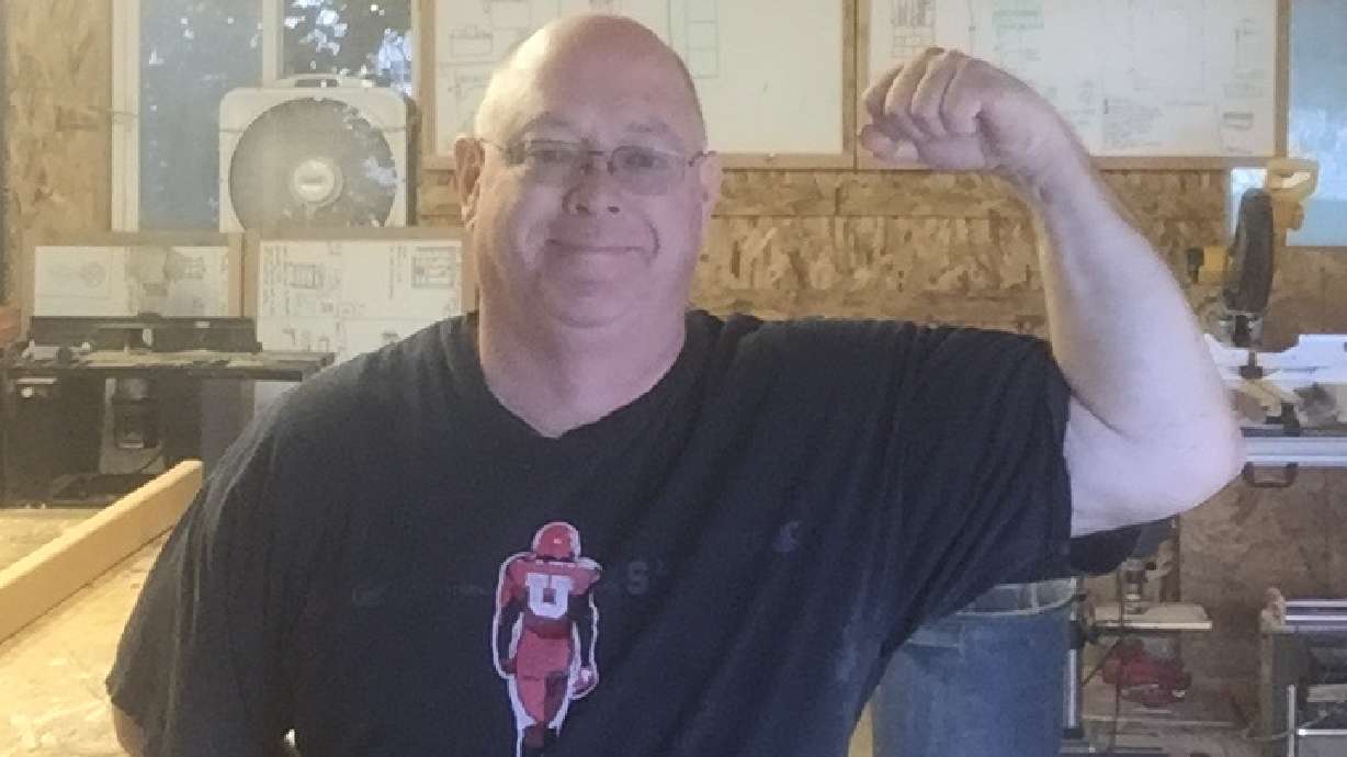 Brad Cutler while he was receiving chemotherapy treatments and still going to the gym. Cutler is a participant in a Huntsman Cancer Institute study that shows exercise, even in overweight and obese patients, can help improve outcomes for colorectal cancer.