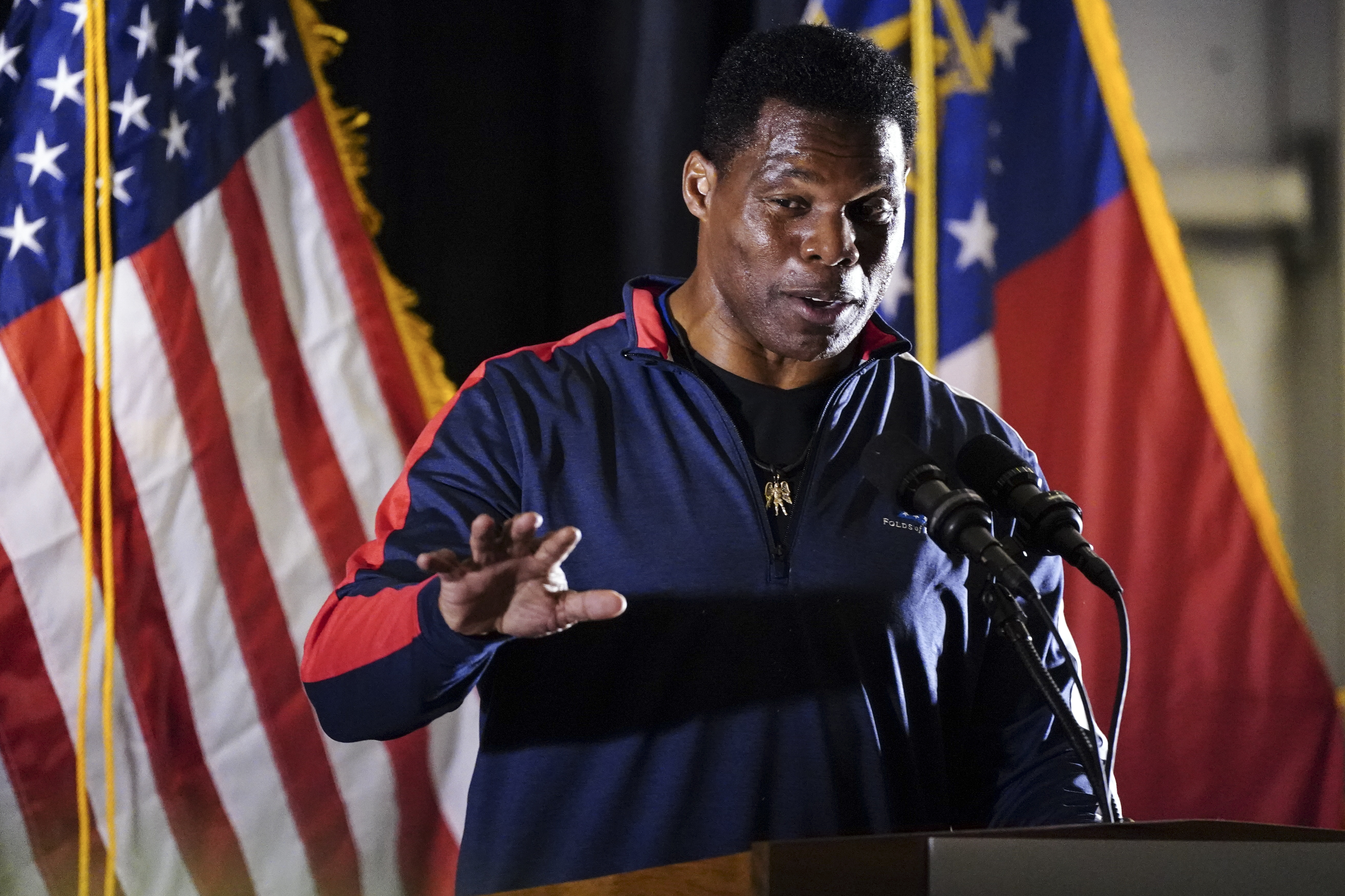 Republican nominee for U.S Senate Herschel Walker speaks during a campaign rally Thursday, in Canton, Ga.. Walker is in a runoff with incumbent Democrat Raphael Warnock. 