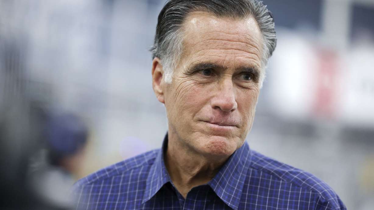 Sen. Mitt Romney, R-Utah, speaks to reporters at the Utah Olympic Oval in Kearns on Friday, May 27.
