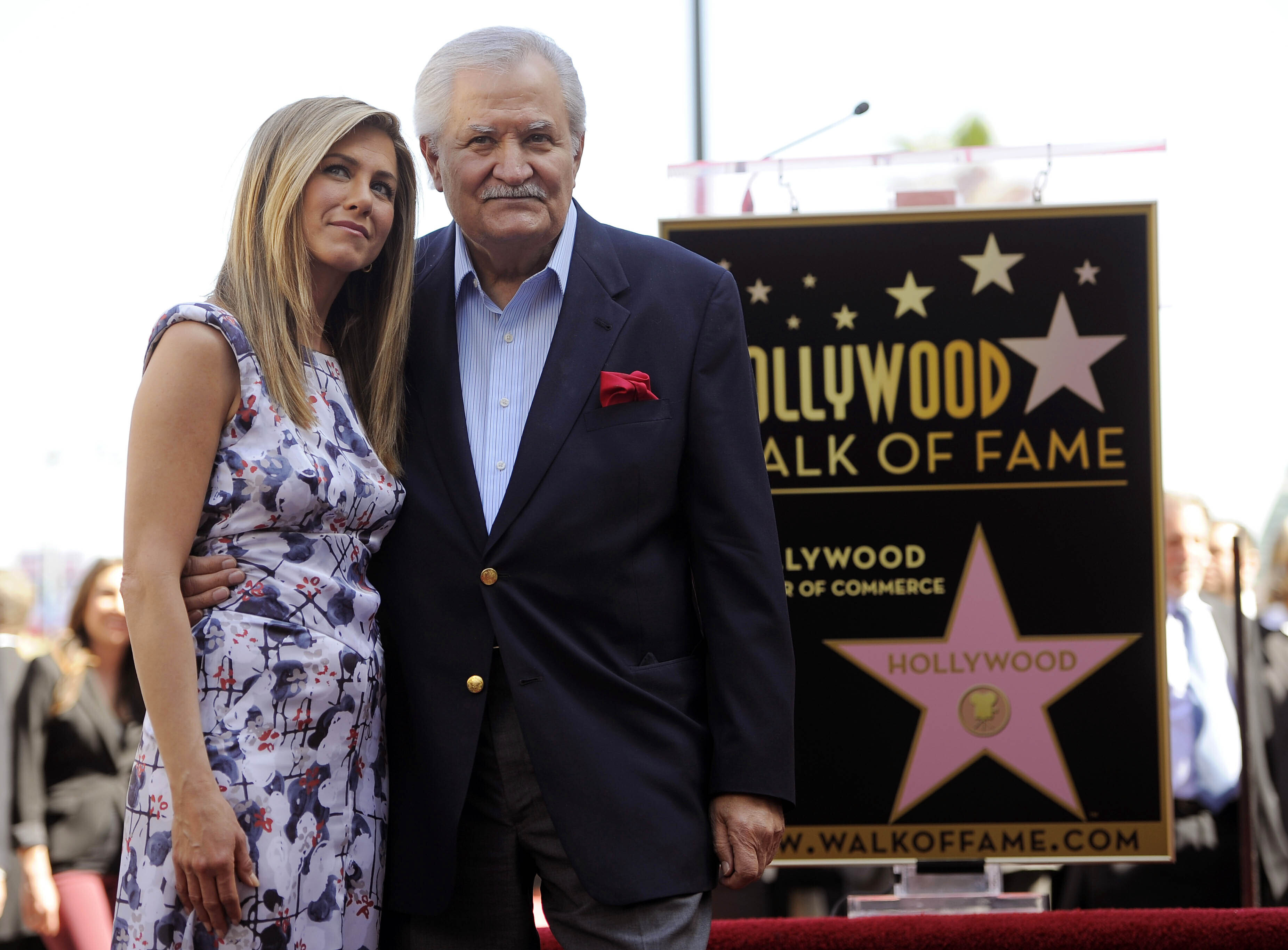 Jennifer Aniston with her father John Aniston in 2012. John Aniston died Friday, his daughter shared on Monday.