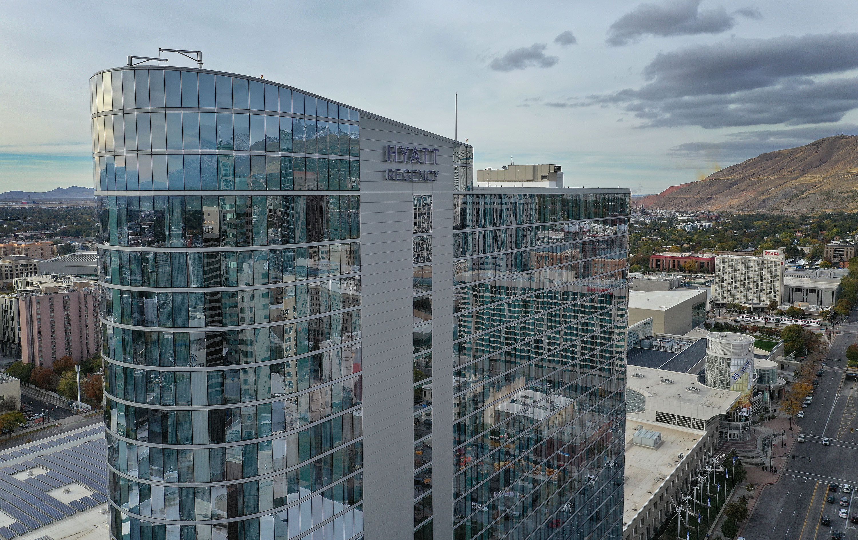 The Hyatt Regency is seen in Salt Lake City on Oct. 27. After a five-year absence, the Outdoor Retailer convention returns to Salt Lake City.