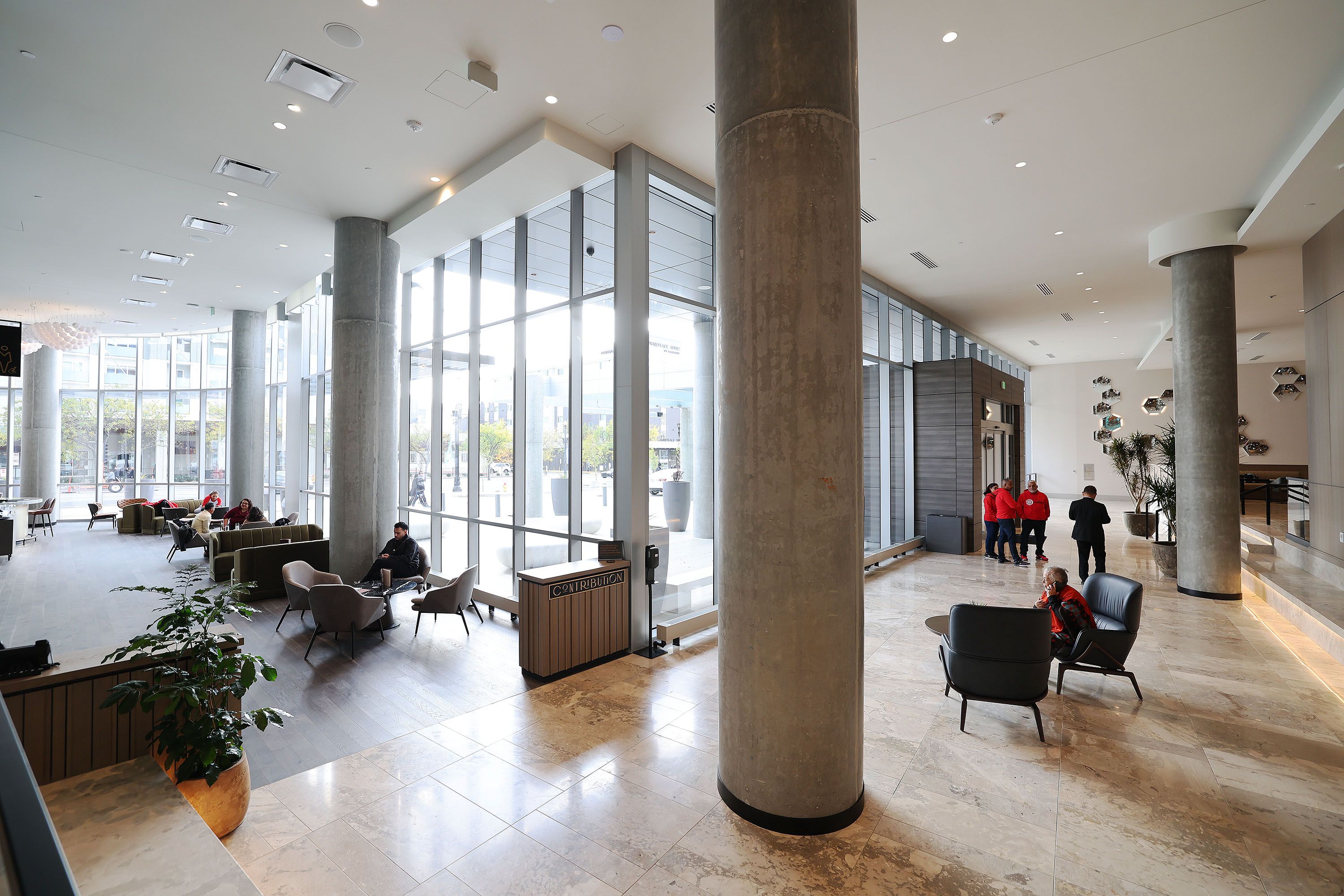 The Hyatt Regency lobby in Salt Lake City on Oct. 27. After a five year absence, the Outdoor Retailers convention returns to Salt Lake City.