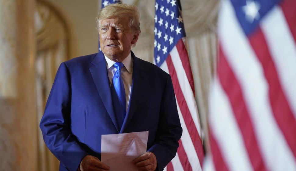 Former President Donald Trump arrives to speak at Mar-a-lago on Election Day, Nov. 8, in Palm Beach, Fla. Trump is preparing to launch his third campaign for the White House with an announcement Tuesday night.
