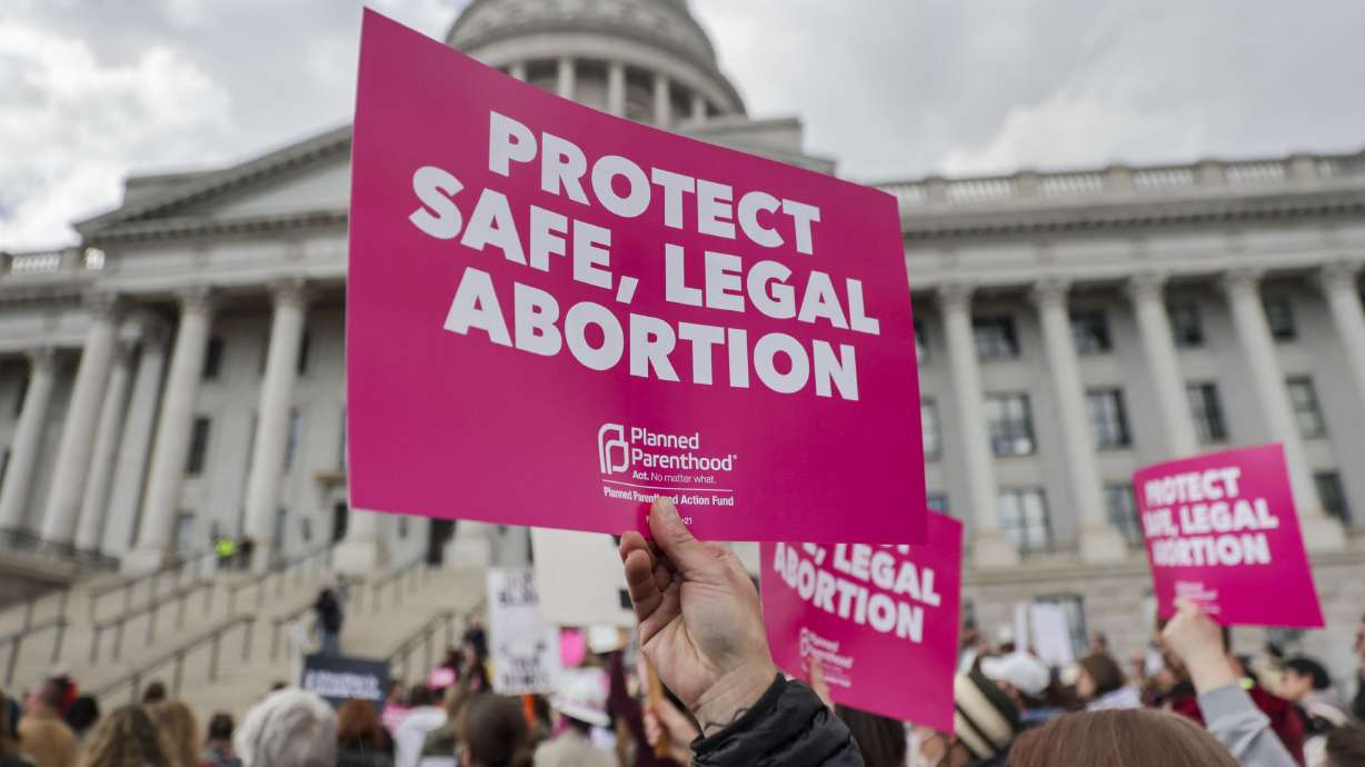 Hundreds rally for abortion rights at the Utah State Capitol in Salt Lake City on May 3.