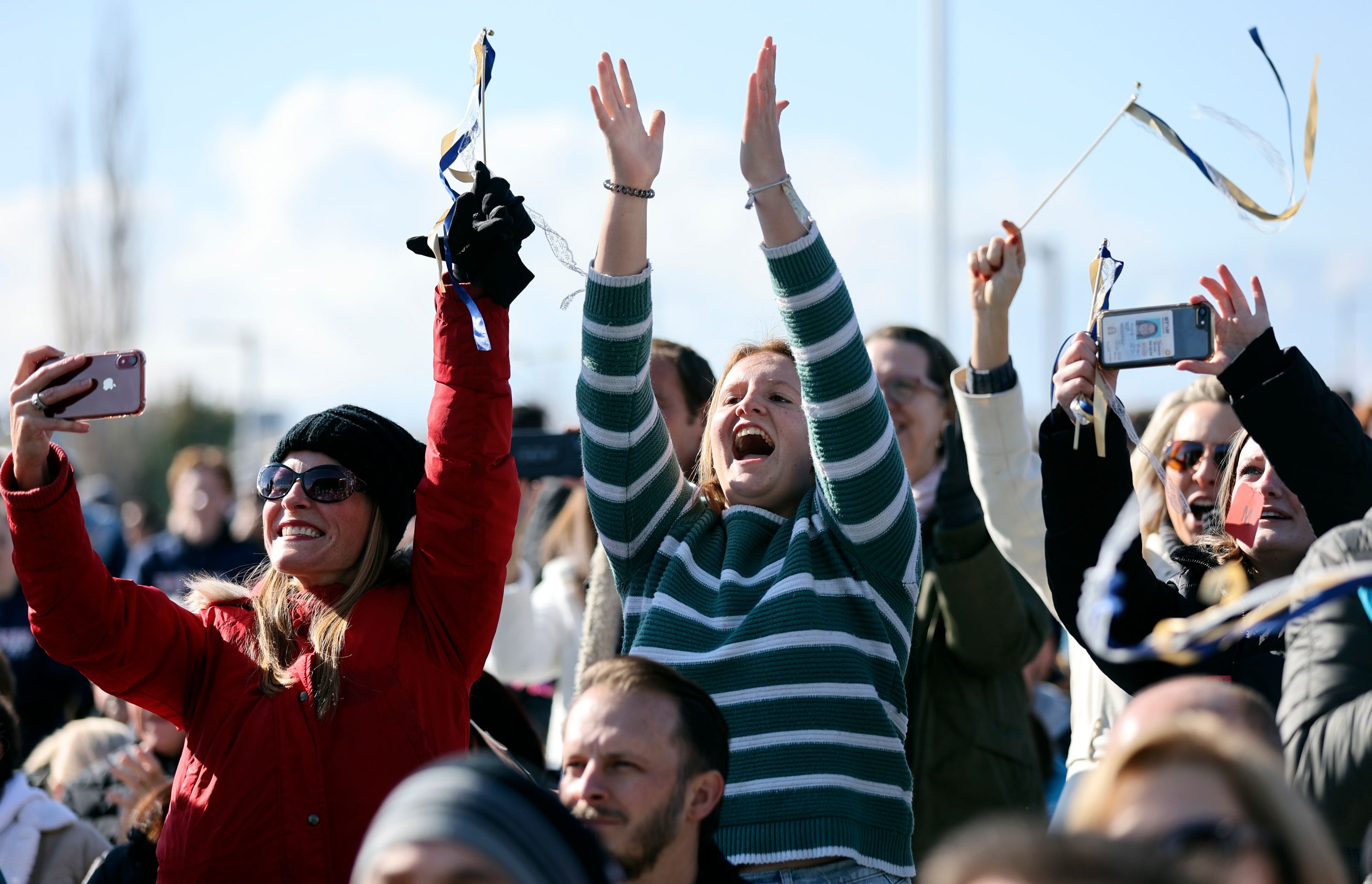 Audience members cheer for performers during a groundbreaking ceremony for the Ruth and Nathan Hale Theater, which will be called The Ruth, in Pleasant Grove on Tuesday.
