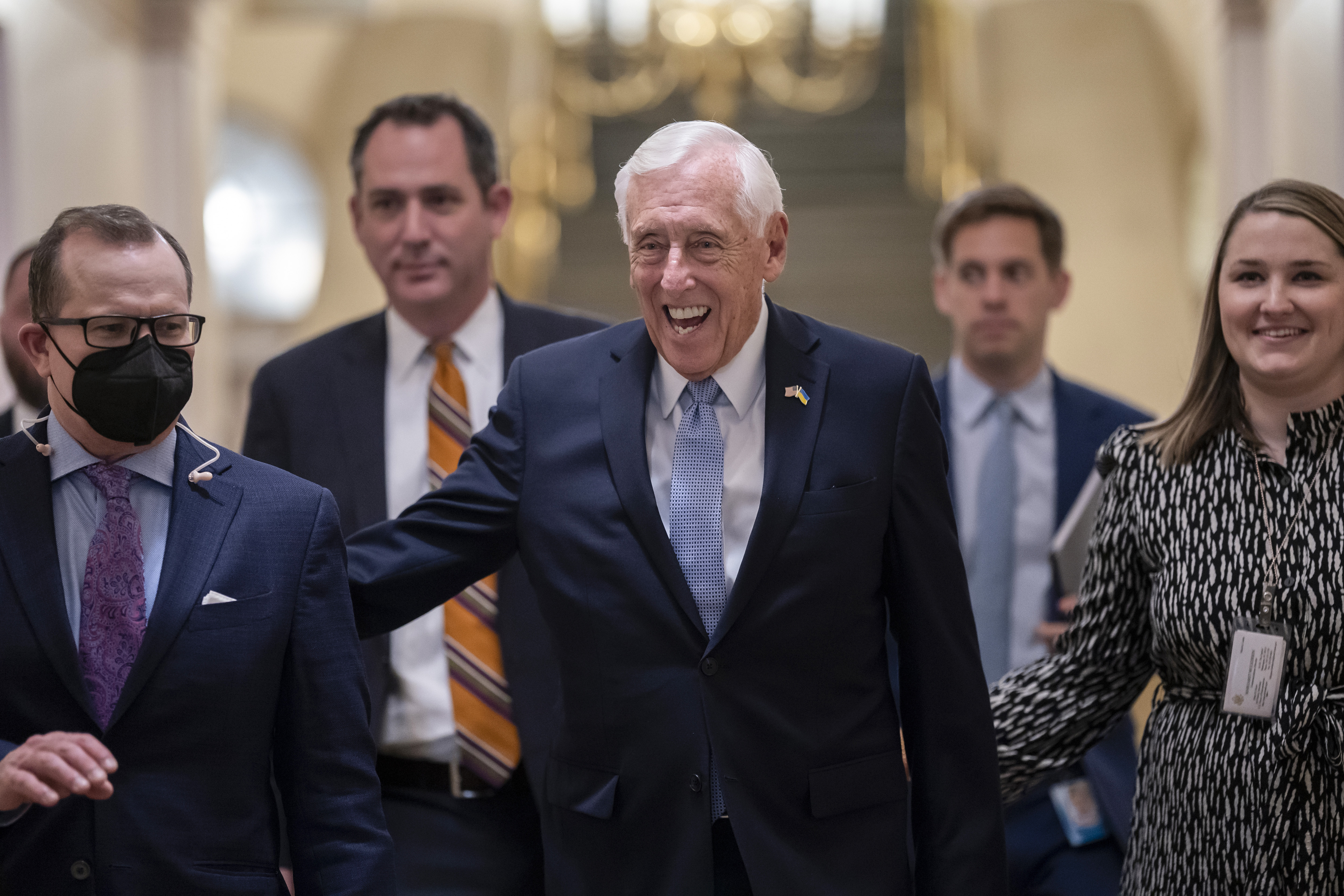 House Majority Leader Steny Hoyer, D-Md., arrives for a meeting of the House Democratic Caucus at the Capitol in Washington, Thursday. House Speaker Nancy Pelosi is expected to address her plans with colleagues on Thursday in the wake of Democrats narrowly losing control of the House to Republicans.