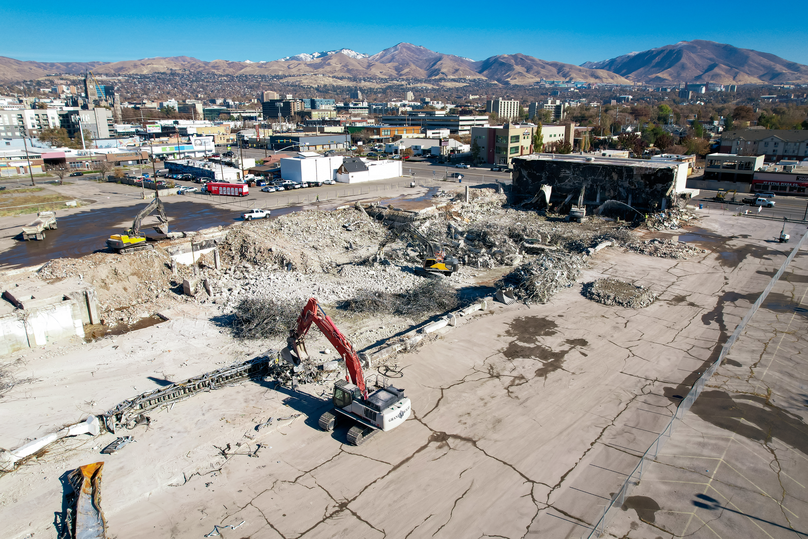 Demolition crews continue work to tear down an old Sears department store in Salt Lake City Thursday. A representative for Intermountain Healthcare filed paperwork on Tuesday to rezone the property to make way for a "downtown, urban hospital."