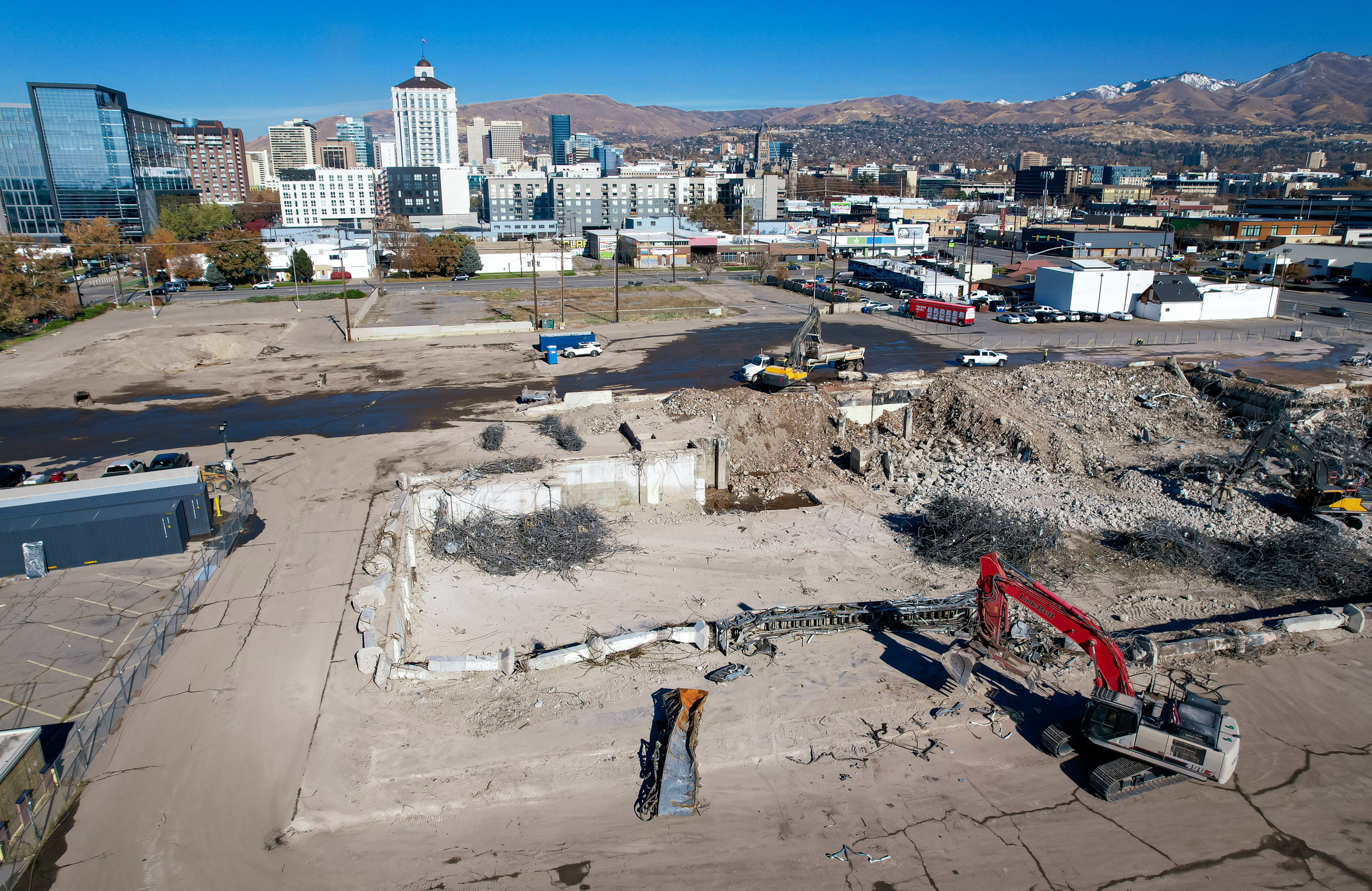 Demolition crews continue work to tear down an old Sears department store Thursday in Salt Lake City. Representatives for Intermountain Healthcare filed paperwork on Tuesday to rezone the property to make way for a "downtown, urban hospital."