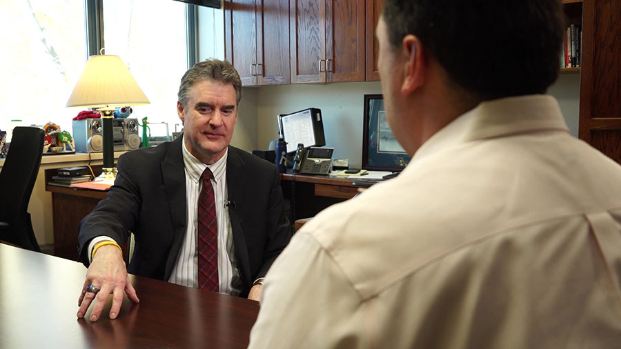 Davis School District spokesman Chris Williams explaining the situation of smartwatches in school to KSL's  Matt Gephardt.