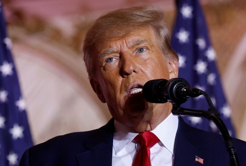 Former U.S. President Donald Trump announces that he will once again run for U.S. president in Palm Beach, Florida, on Tuesday. The U.S. Justice Department has named a special counsel to handle its investigations into Trump.