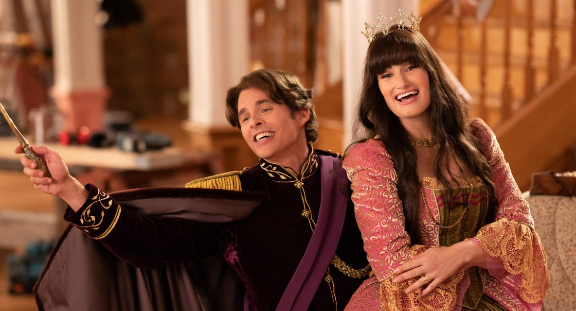 James Marsden and Idina Menzel in "Disenchanted," a sequel to Disney's Enchanted" that began streaming Friday on Disney+.