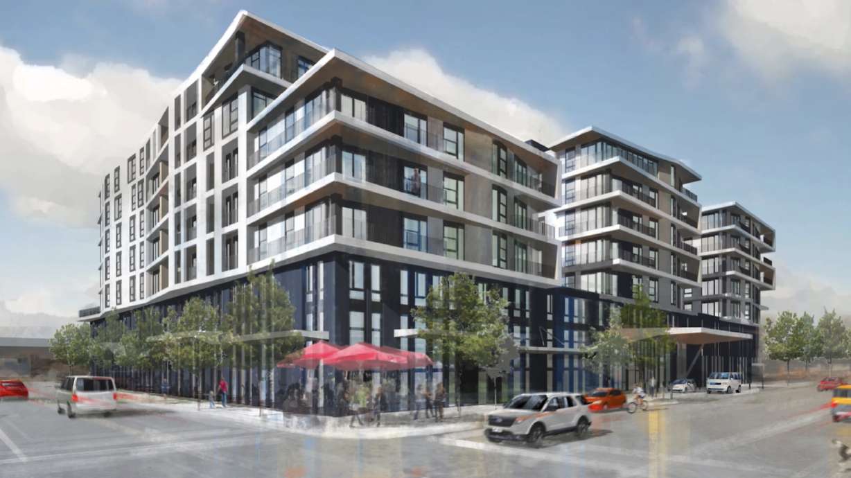 An artist rendering of One Burton, a new 180-unit complex planned for South Salt Lake. Crews broke ground on the project Tuesday, and it's expected to be completed in 2024.