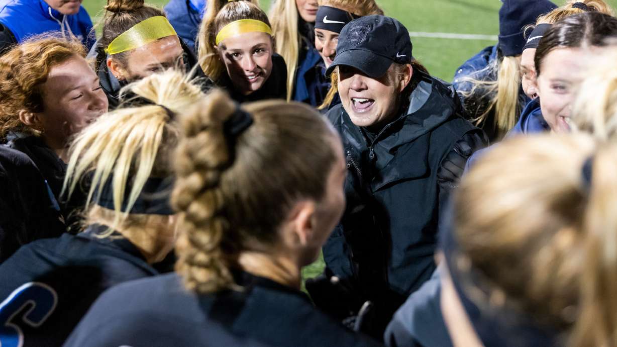 BYU women's soccer celebrates after beatiing Utah Valley 3-0 in the first round of the 2022 NCAA Tournament, Friday, Nov. 11, 2022. The Cougars fell to No. 2 North Carolina, 3-2 in the Round of 16 on Saturday, Nov. 19, 2022 in Chapel Hill, North Carolina.