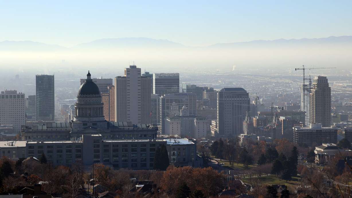 An inversion in the Salt Lake Valley on Nov. 29, 2021. Inversion conditions returned last week and are expected to dominate the valley before and after Thanksgiving.