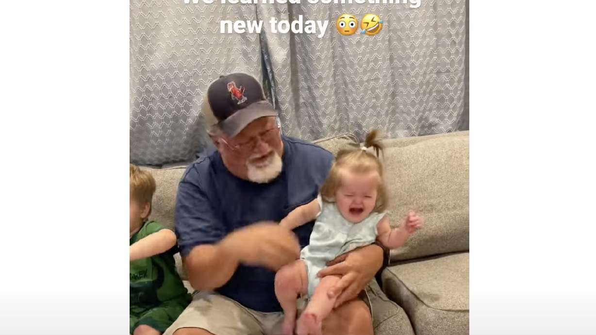 A little girl gets frightened when her grandpa looks like someone else.
