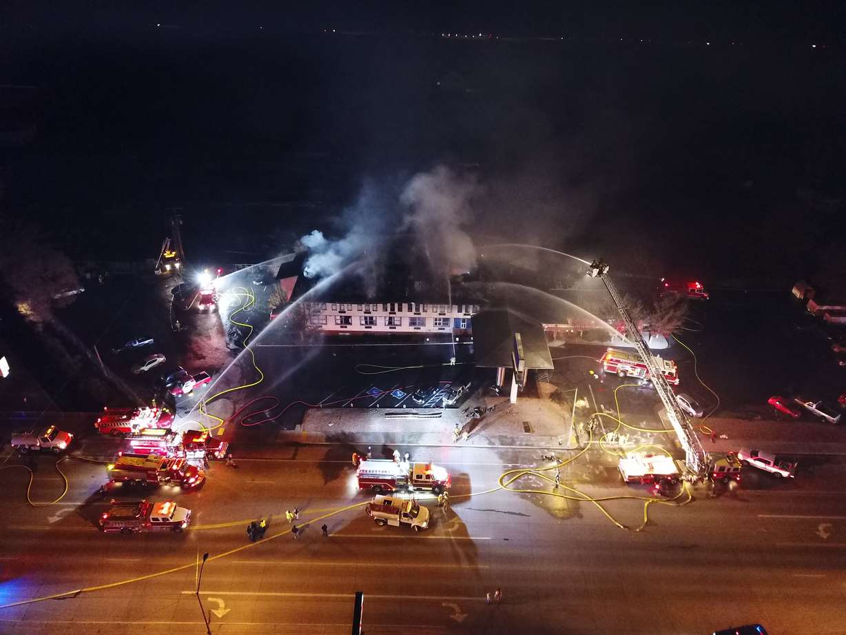 A fire Monday evening in Richfield destroyed Ville 647, a motel that was recently converted to affordable housing. Residents were evacuated and two individuals were taken to the hospital.
