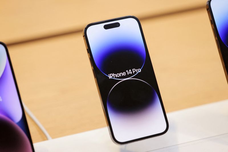 The Apple iPhone 14 Pro is seen at an Apple store in Manhattan, New York City, Sept. 16. Apple's high-end iPhones will be in short supply at stores this holiday season, Best Buy's chief executive said on Tuesday.