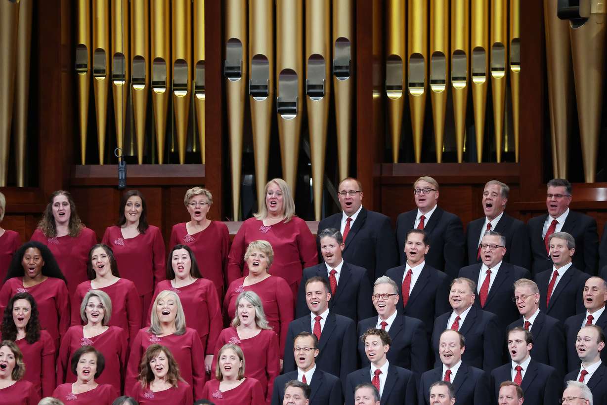 The Tabernacle Choir at Temple Square sings in the Sunday afternoon session of the 192nd Semiannual General Conference of The Church of Jesus Christ of Latter-day Saints in Salt Lake City on Oct. 2.
