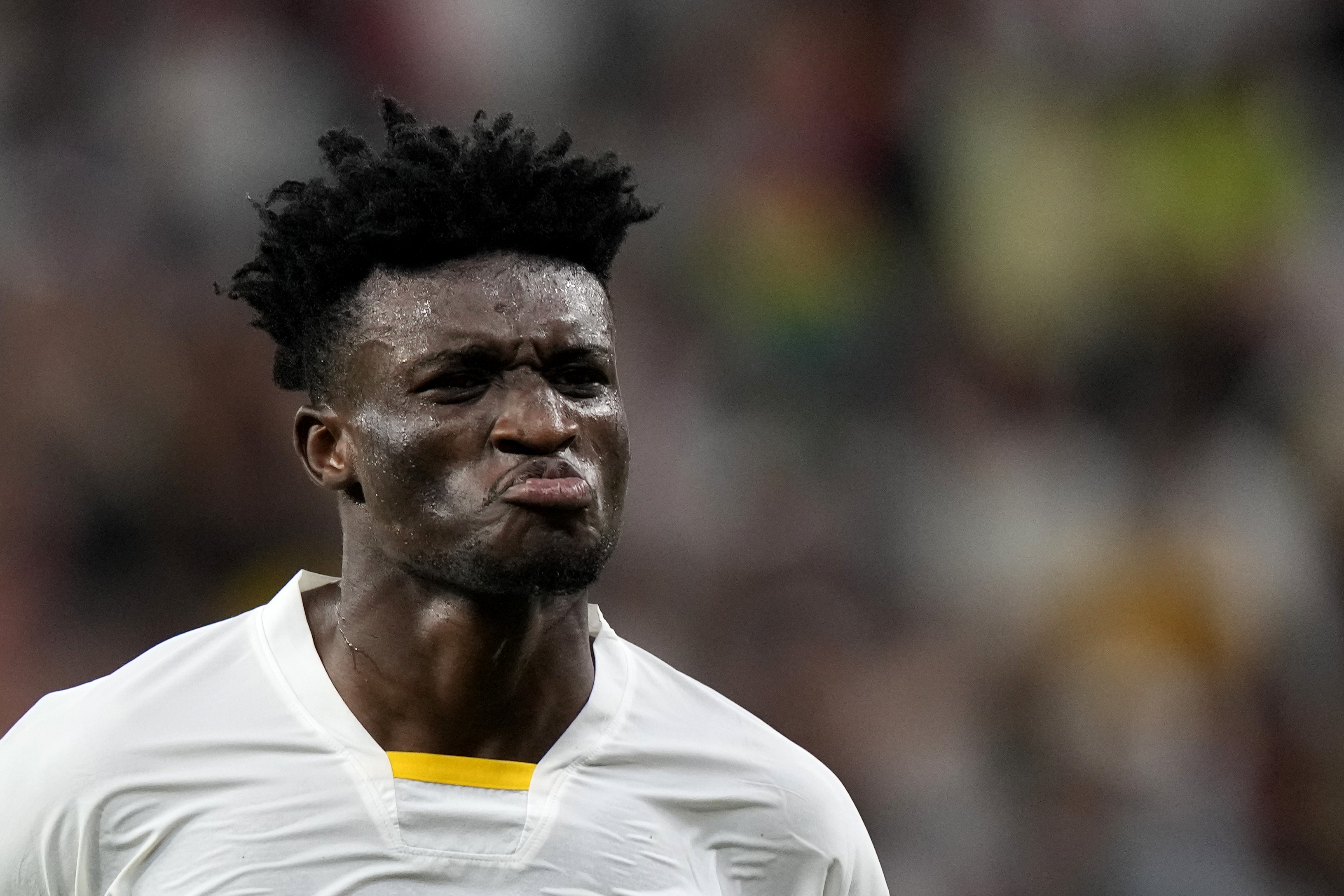 Ghana's Mohammed Kudus celebrates after scoring his side's third goal during the World Cup group H soccer match between South Korea and Ghana, at the Education City Stadium in Al Rayyan , Qatar, Monday, Nov. 28, 2022.