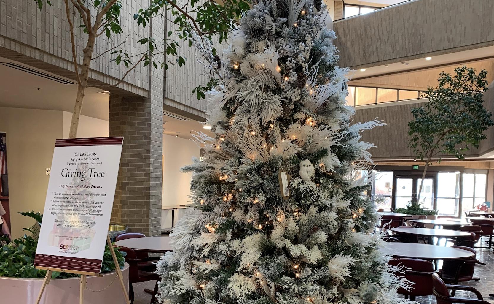 The Giving Tree is pictured in the Salt Lake County Government Center in Salt Lake City. The annual Giving Tree program provides gift donations for older adults who are homebound or isolated this holiday season. 