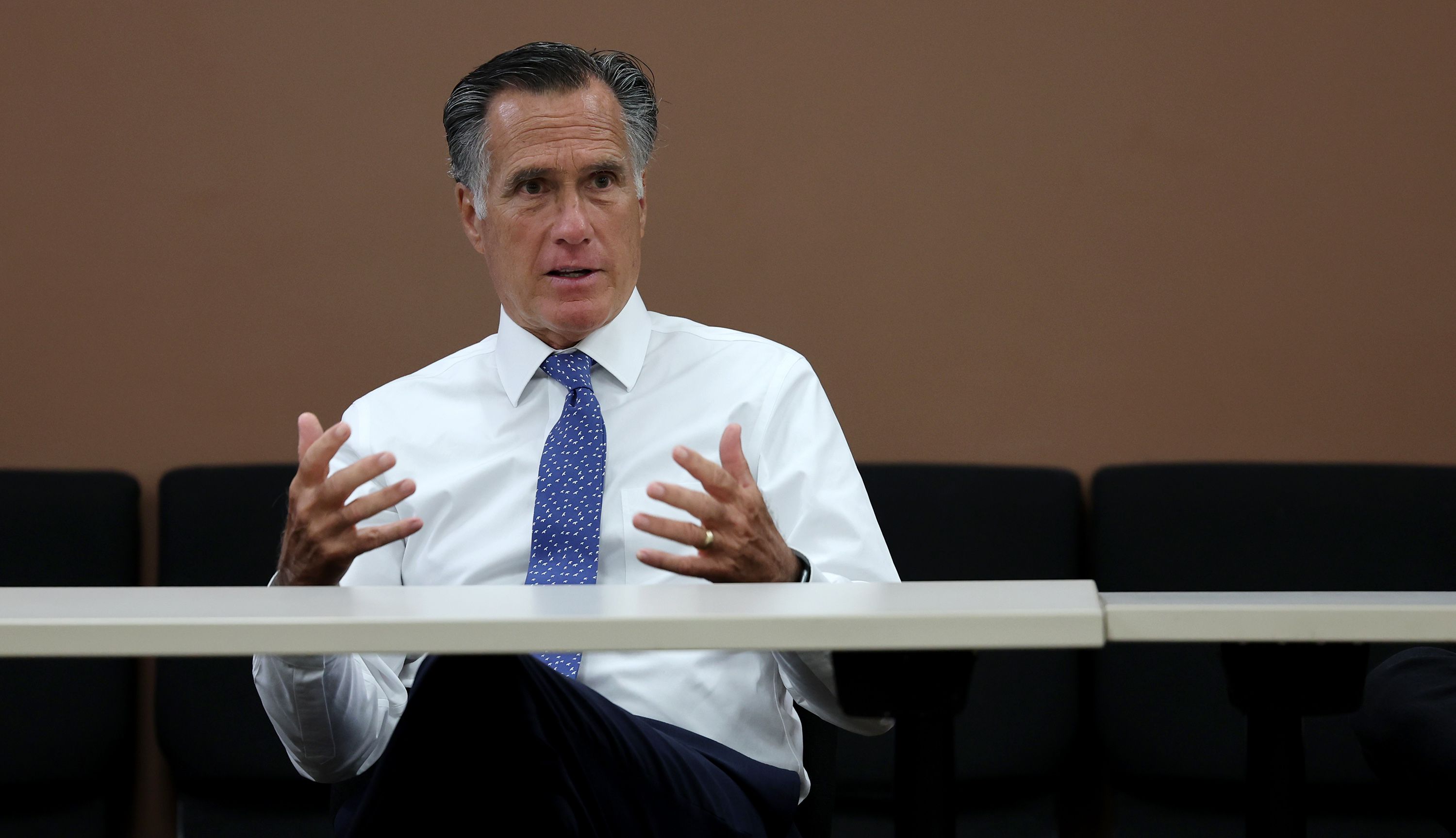 Sen. Mitt Romney, R-Utah, is pictured on April 20. Romney called former President Donald Trump's dinner with white supremacist Nick Fuentes and Ye, the rapper formerly known as Kanye West, "disgusting."