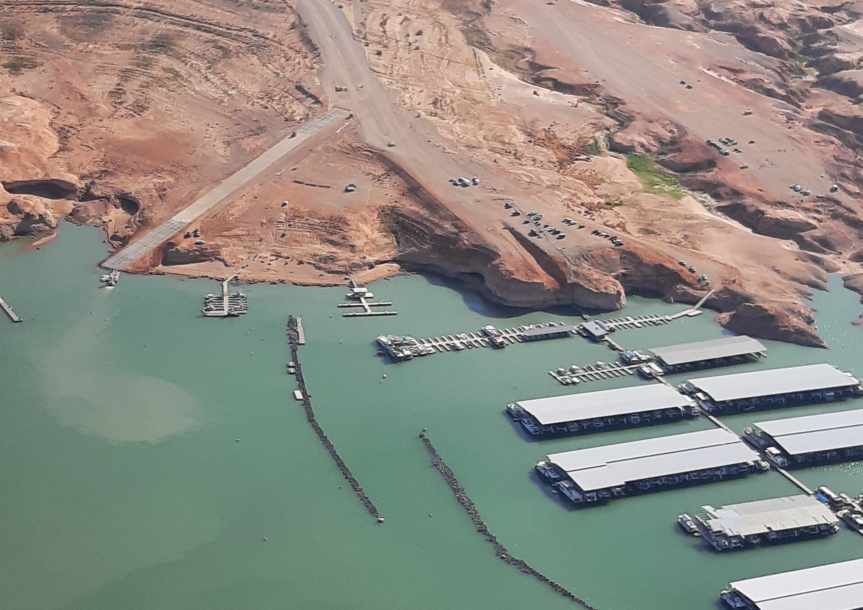 An undated aerial photo of the Bullfrog North Launch Ramp. Glen Canyon National Recreation Area announced on Nov. 21 that it is closed to large vessels and houseboats until further notice.