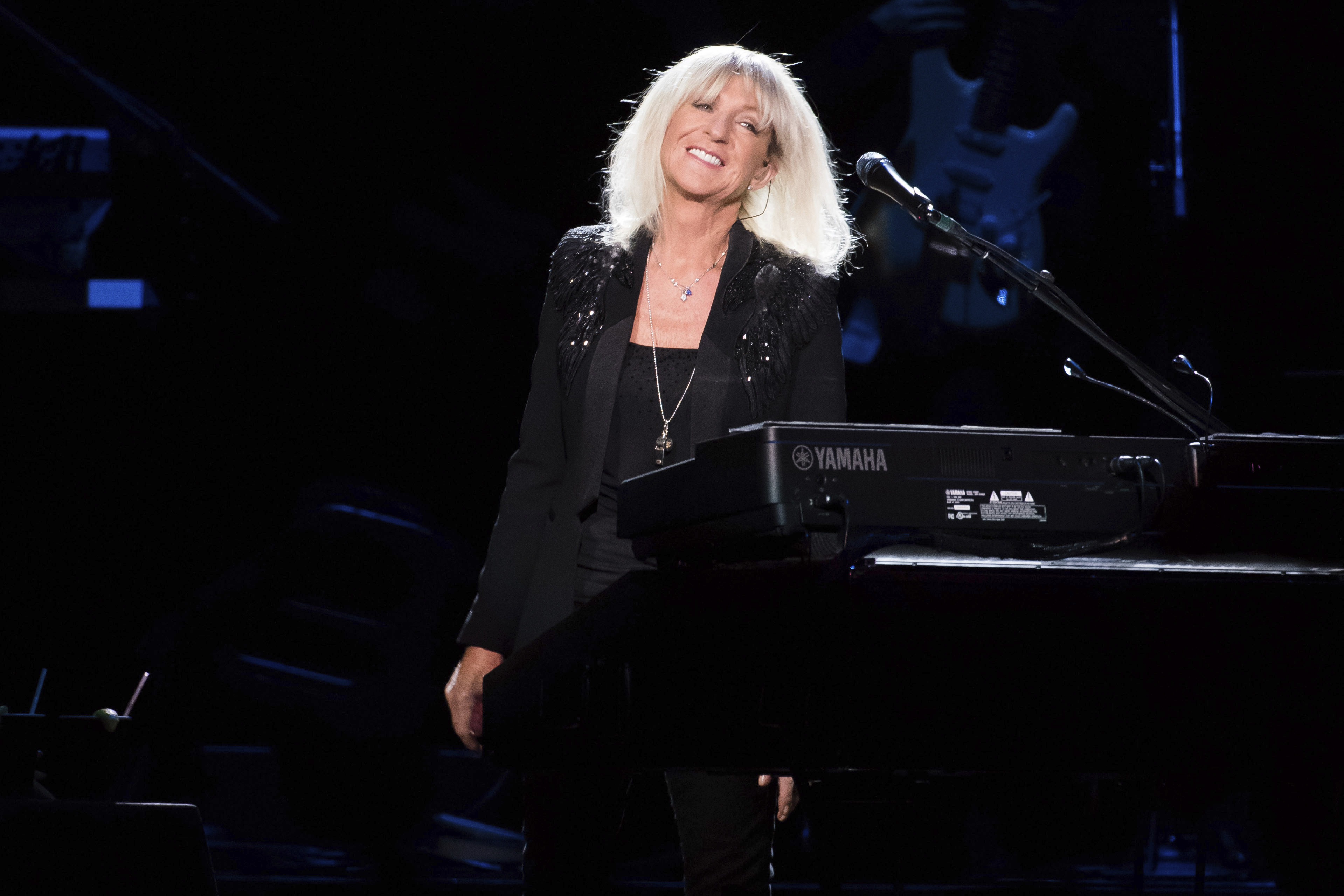 Christine McVie from the band Fleetwood Mac performs at Madison Square Garden in New York on Oct. 6, 2014. McVie, the soulful British musician who sang lead on many of Fleetwood Mac’s biggest hits, has died at 79. The band announced her death on social media Wednesday.