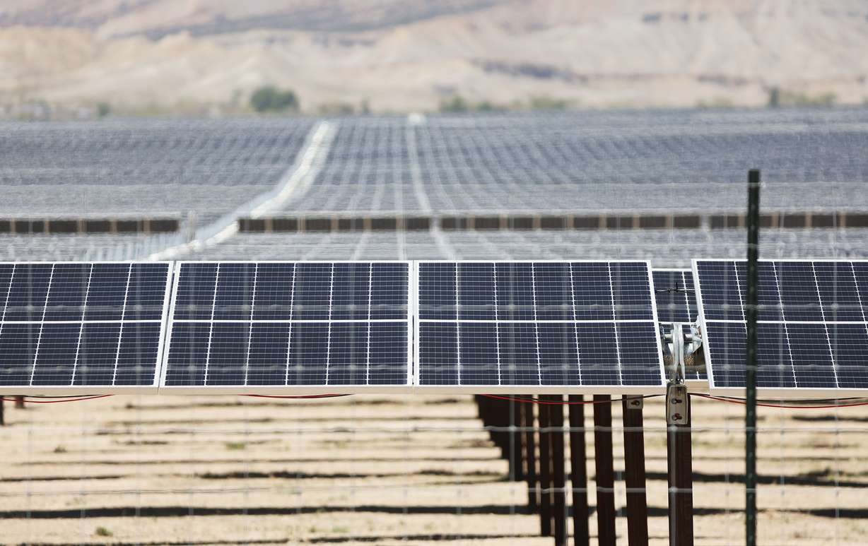 A solar farm in Clawson, Emery County, is pictured on May 11. Multiple solar farms are sprouting up in Emery County which is one way some rural communities are innovating to increase their economy.