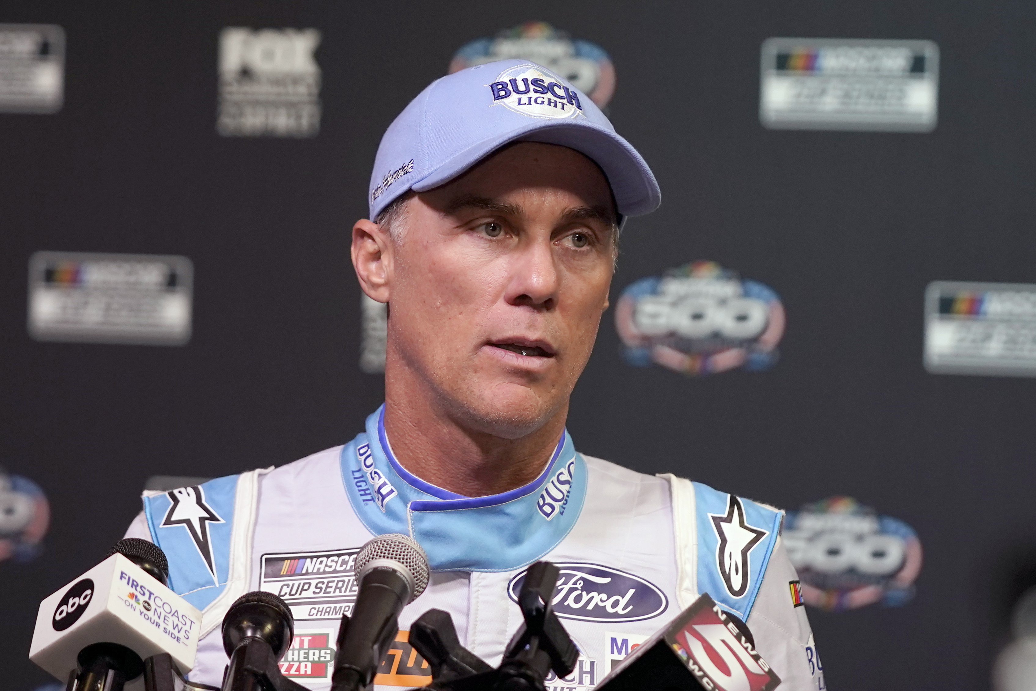 FILE - Kevin Harvick speaks during NASCAR Daytona 500 auto racing media day at Daytona International Speedway, Wednesday, Feb. 16, 2022, in Daytona Beach, Fla. Harvick will know if 2023 will be his final NASCAR season before he goes too Daytona in February. “I don't really have a clear answer on that right now,” the 2014 Cup champ said about his future Thursday, Dec. 1, before the NASCAR Awards. 