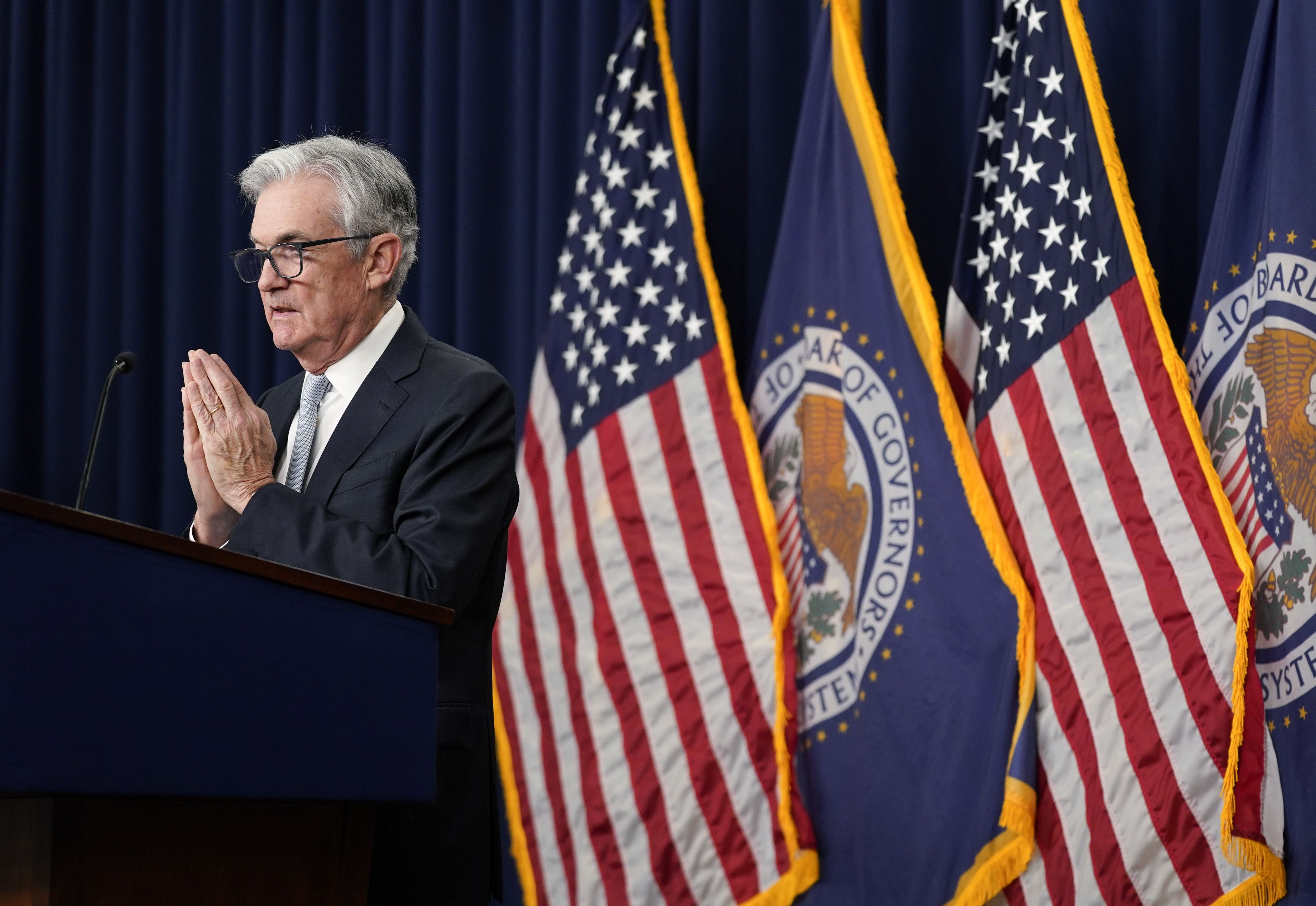 Federal Reserve Chairman Jerome Powell speaks at a news conference following a Federal Open Market Committee meeting, Nov. 2, in Washington.