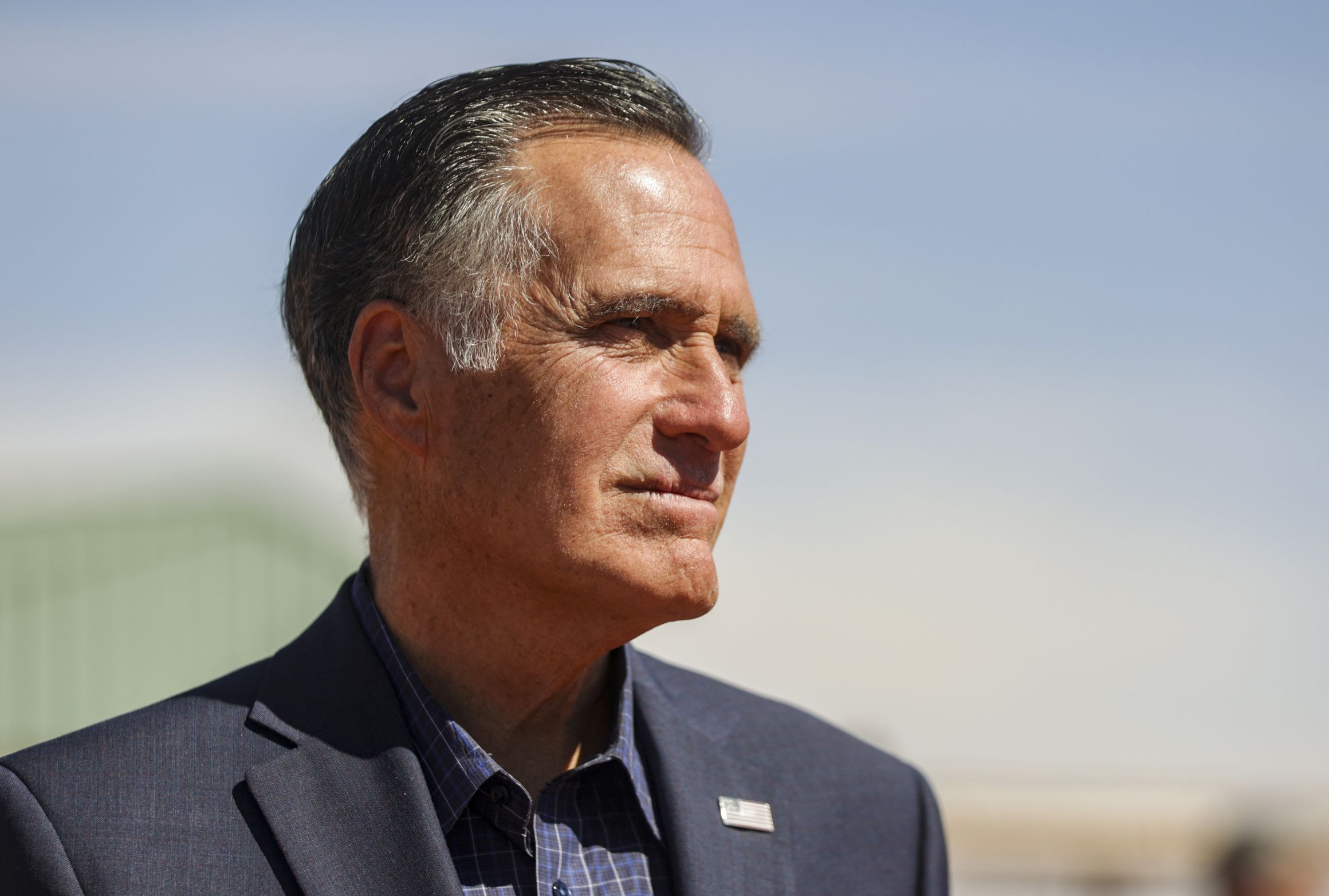Sen. Mitt Romney, R-Utah, is interviewed at the Navajo Welcome Center in Oljato-Monument Valley, San Juan County, on May 27. More Utahns than not approve of how Sen. Mitt Romney is doing his job, yet a little over half don’t think he should run for reelection in 2024.