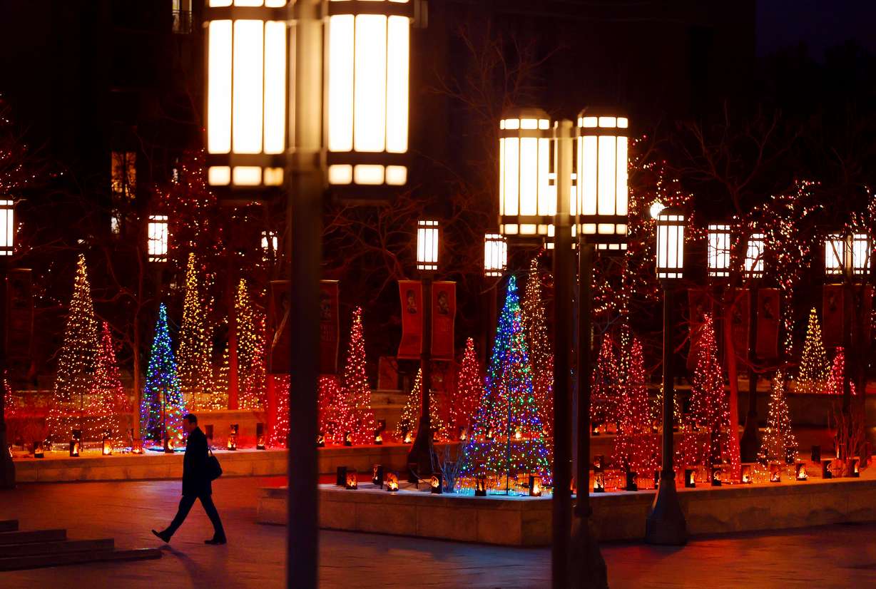 Christmas lights at the Church of Jesus Christ's Conference Center in Salt Lake City are pictured on Tuesday, Nov. 29.