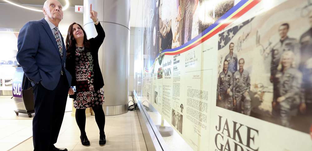 Jake Garn, US senator and Utah's first astronaut, is honored in new airport art