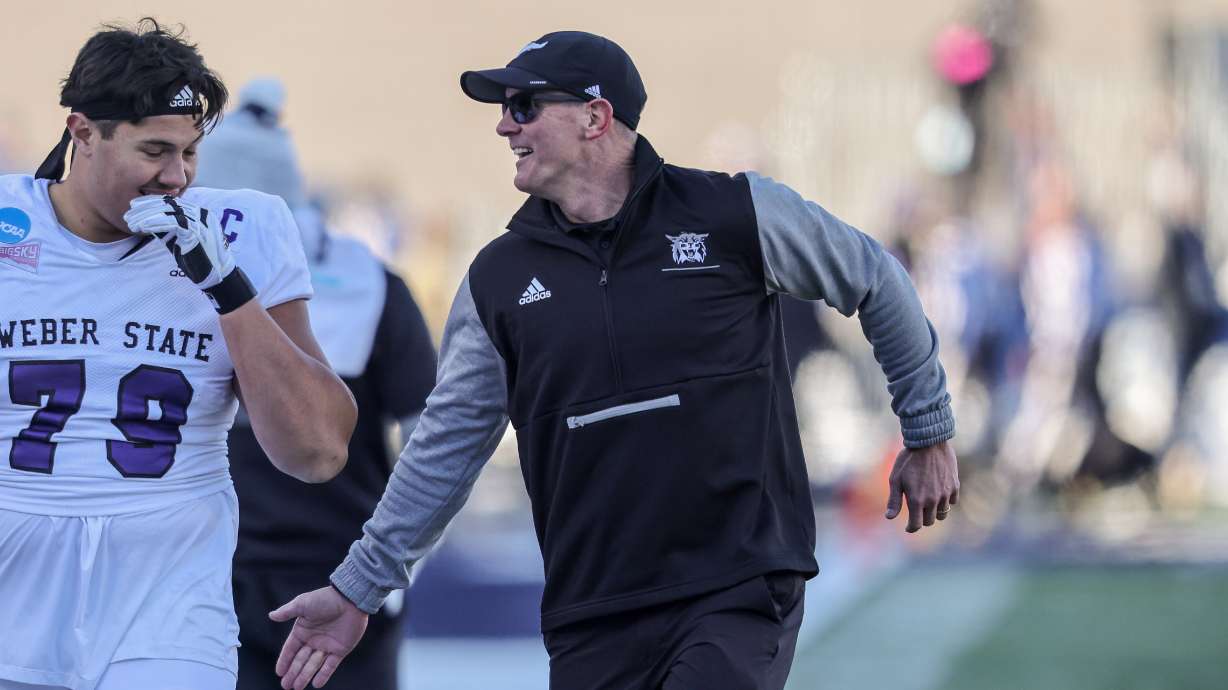 Weber State head coach Jay Hill in a game against Montana State on Dec. 3, 2022.