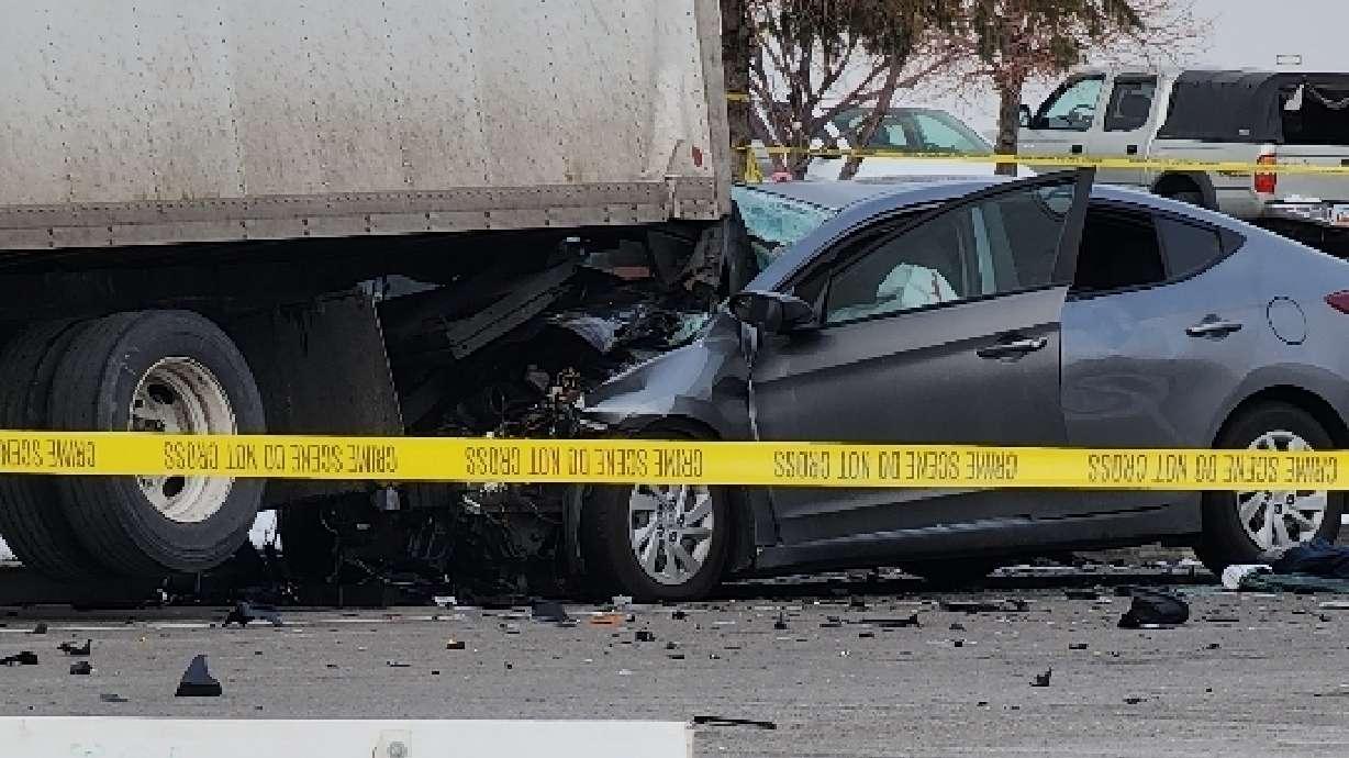 Two people died following a collision with a parked box truck on Parkway Boulevard near 3200 West in West Valley City on Saturday afternoon, West Valley police confirmed.