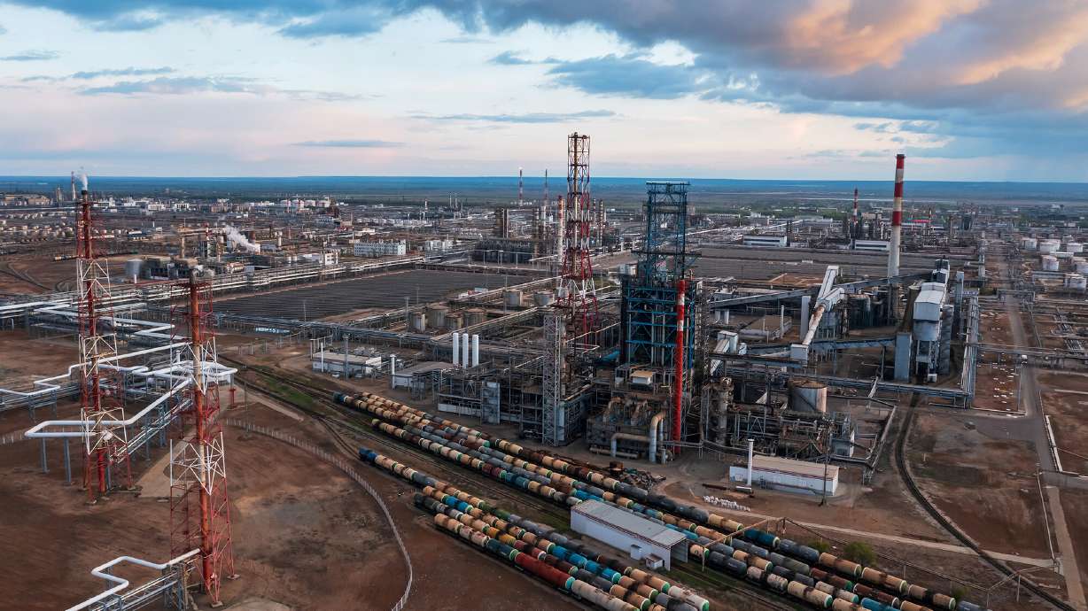 A general view shows Lukoil oil refinery in Volgograd, Russia on April 22.