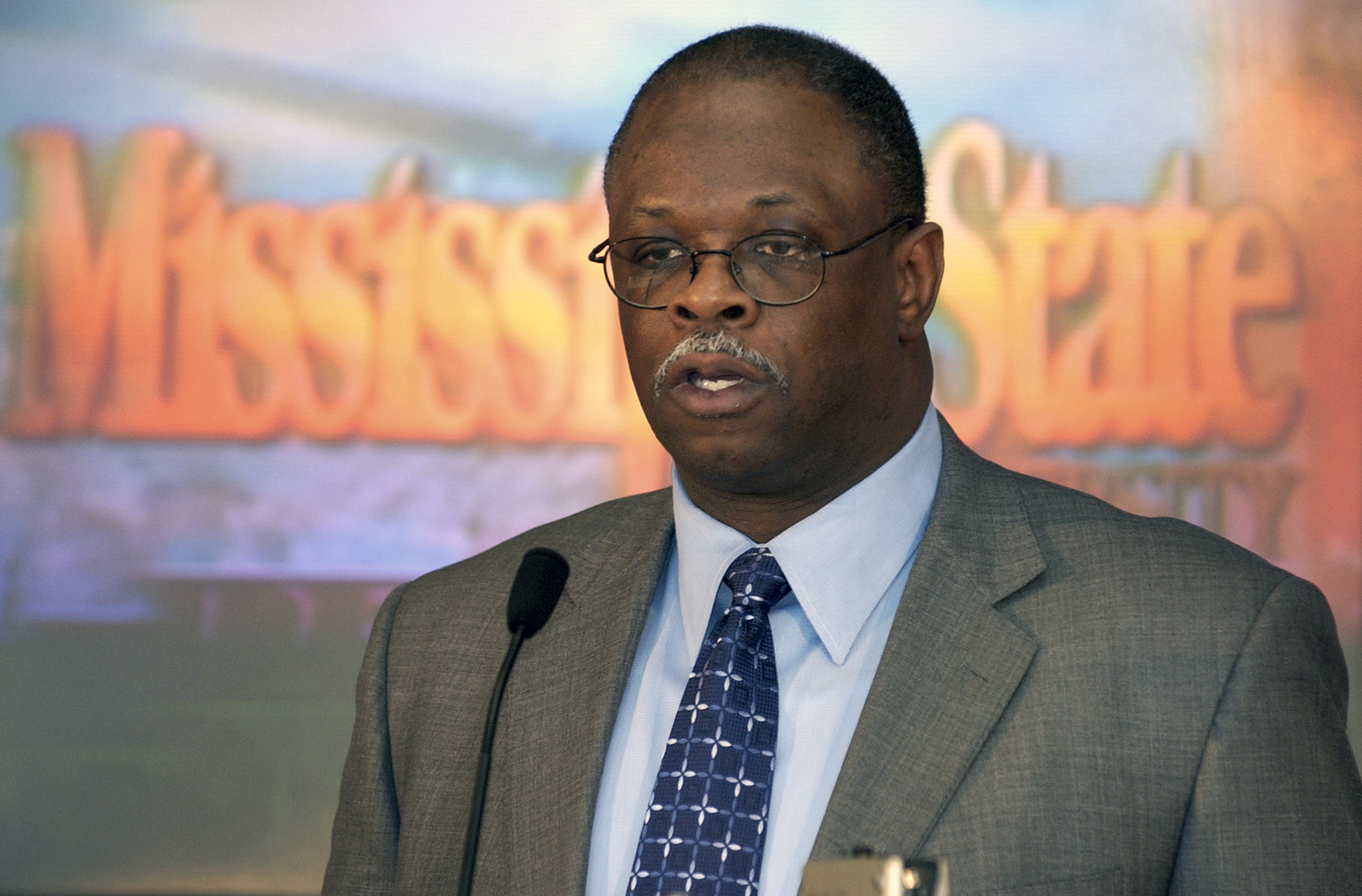 FILE - Mississippi State football coach Sylvester Croom speaks to reporters Feb. 4, 2004, in Starkville, Miss. Croom had a Hall of Fame career as an offensive lineman at Alabama, and was among the first Black players to become a star and team leader under coach Bear Bryant. Three decades later, Croom became the Southeastern Conference's first Black head football coach with Mississippi State. That was 2004. Since then, there have only been four others and currently there are no Black head football coaches in the SEC. 